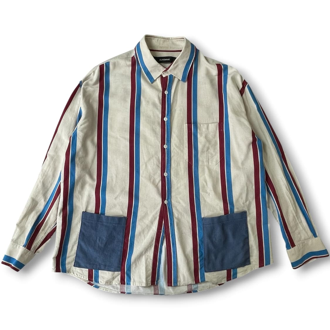 스프라이트 배색 포켓 코튼 셔츠 L 상품이미지1