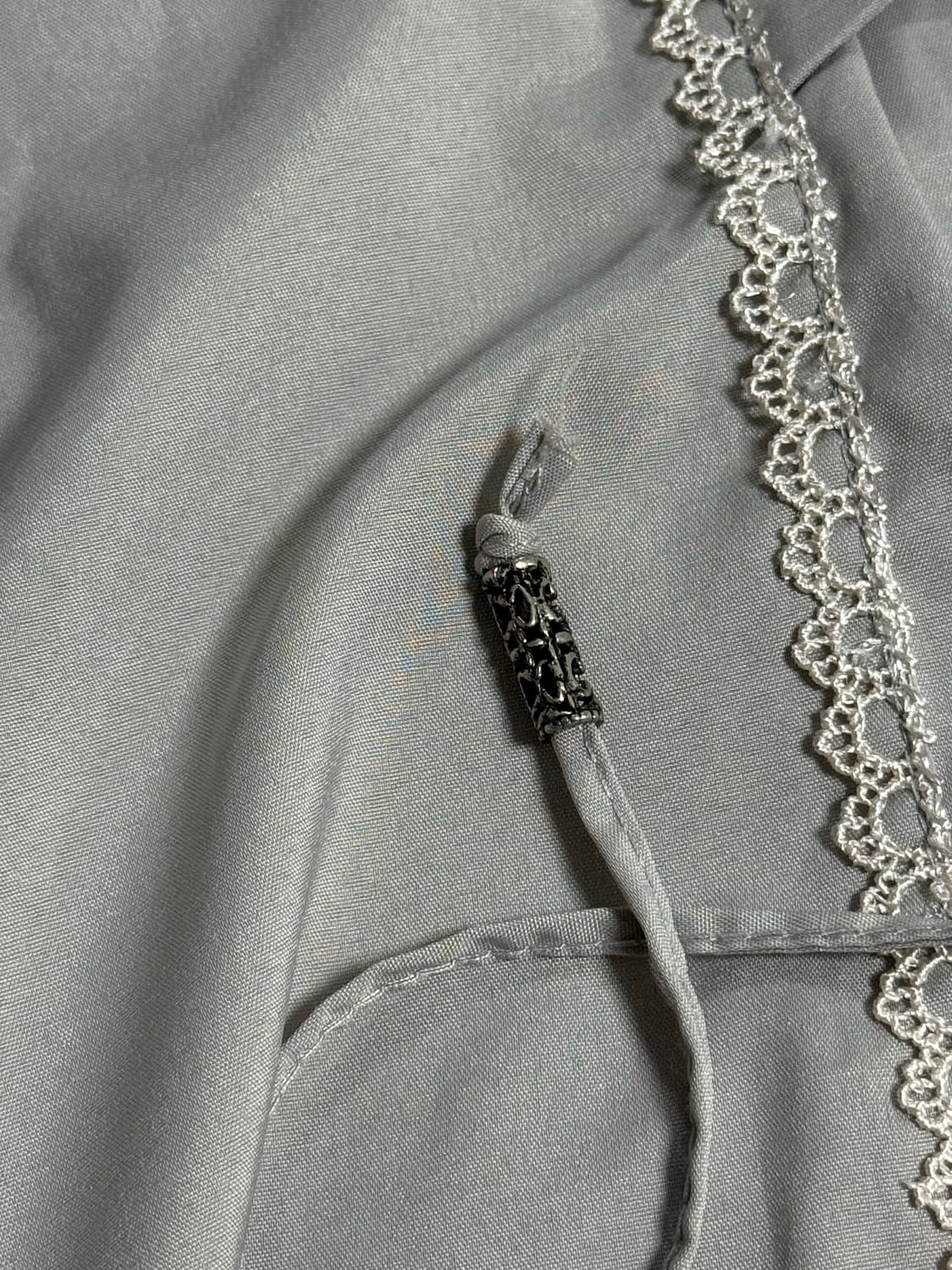 오즈온 ozz on 빈티지 레이스 반팔 블라우스 그레이 상품이미지8