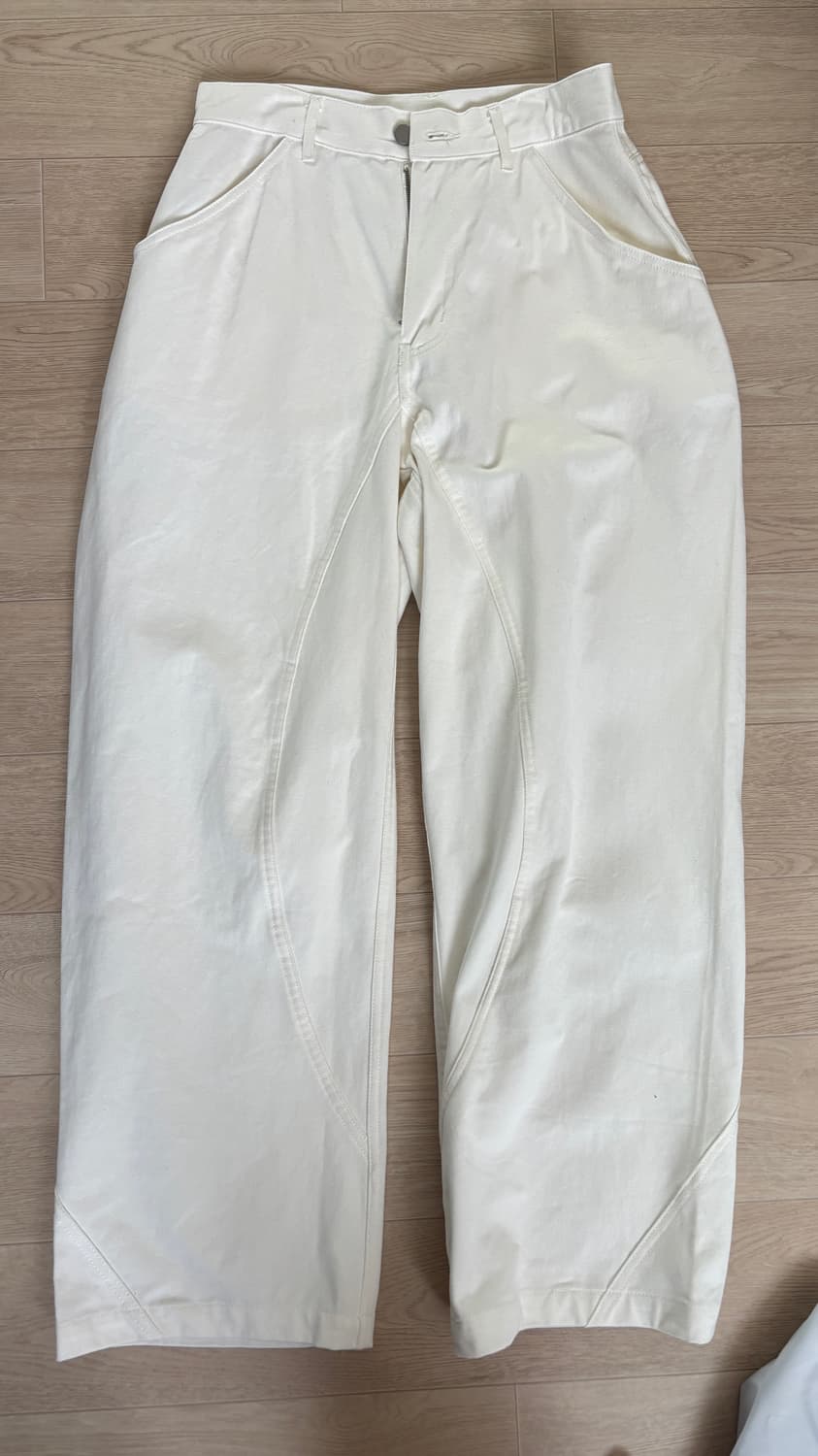 파르티멘토 커브드 절개 와이드 치노 팬츠 본 화이트 상품이미지1