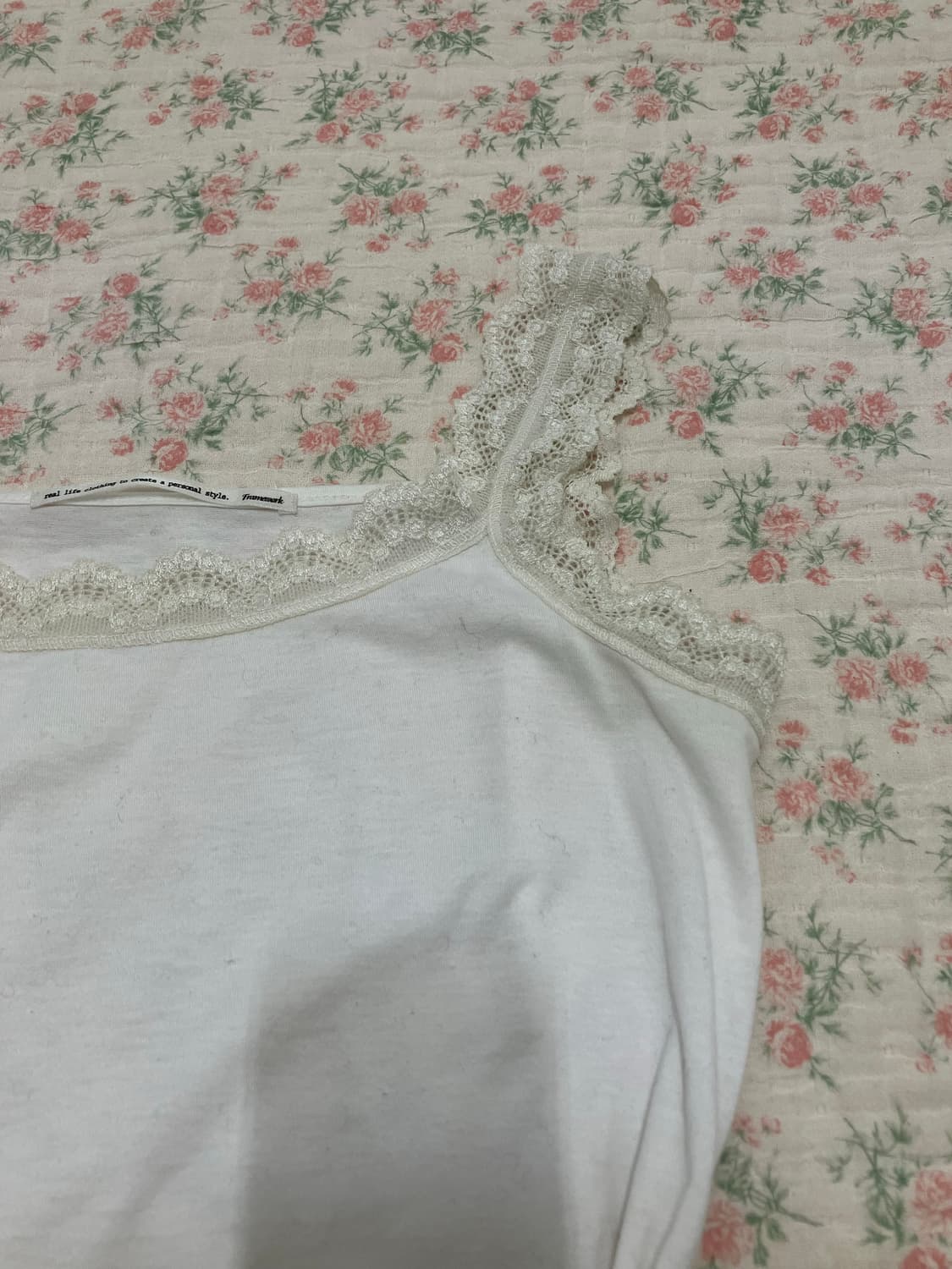 빈티지 화이트 레이스 나시 1112 모리걸 y2k 스트릿 갸루 펑키 일본 상품이미지6