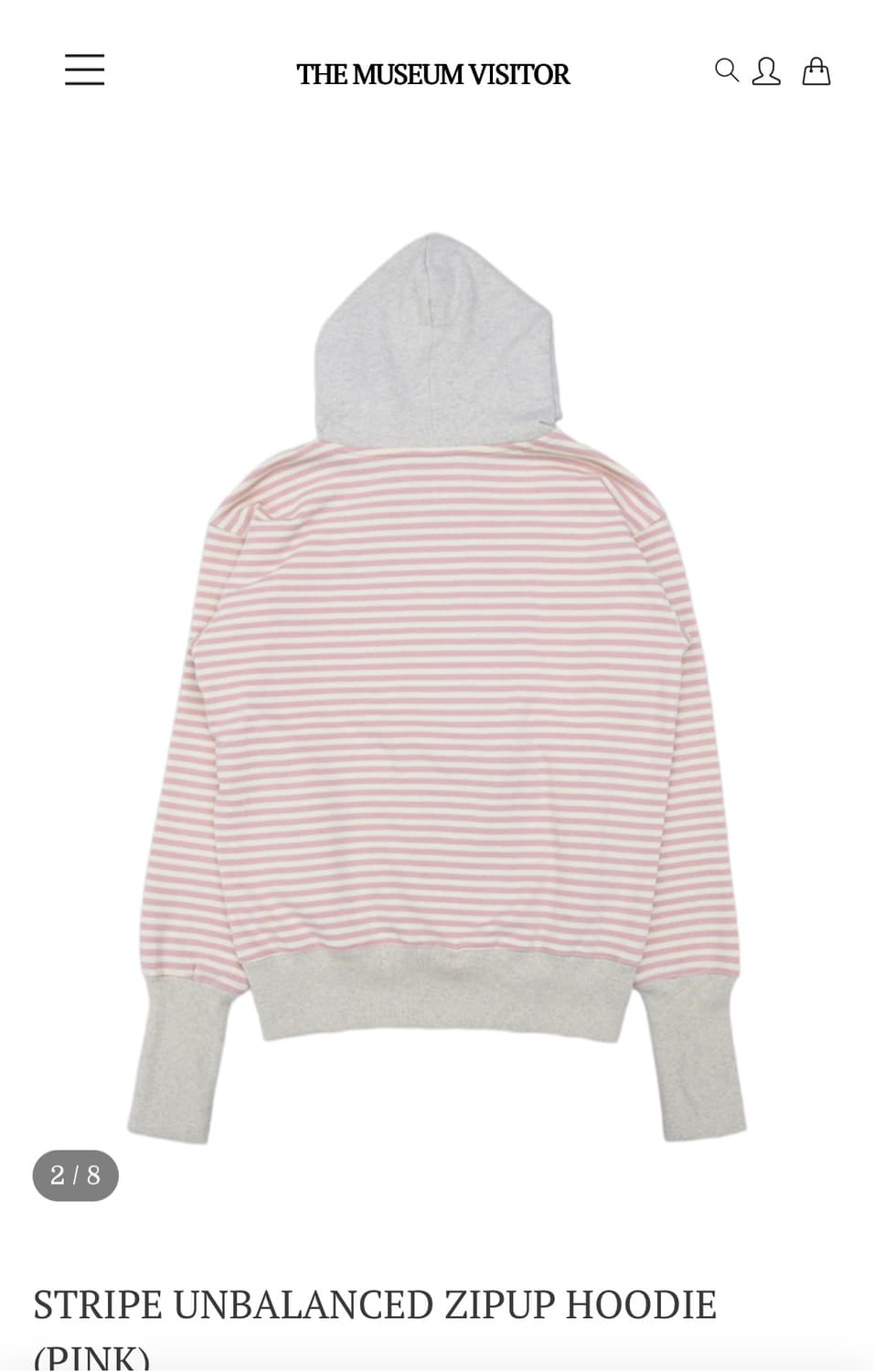 STRIPE UNBALANCED ZIPUP HOODIE (PINK) 상품이미지2