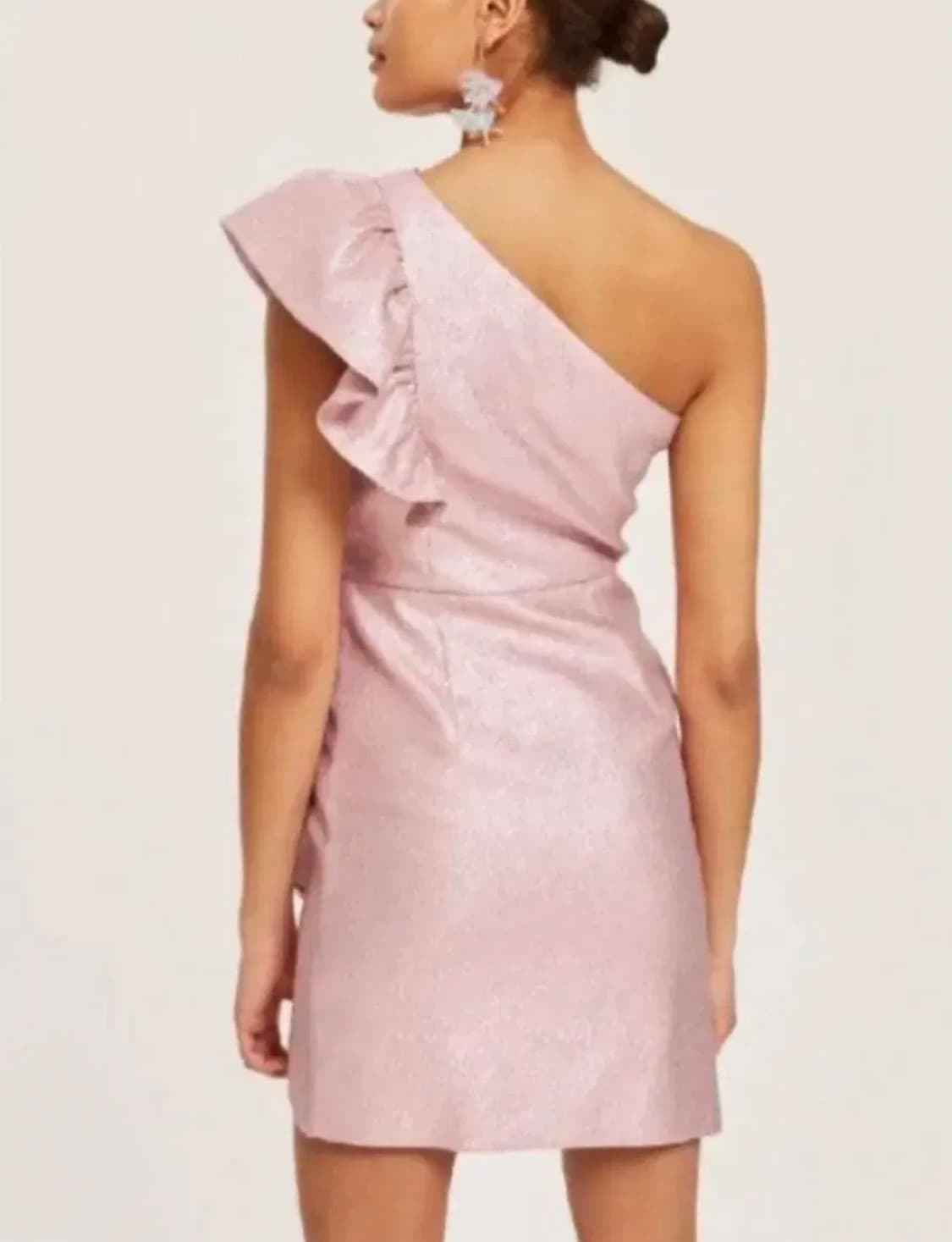 슈슈통 느낌 영국 탑샵 캔디 핑크 원숄더 원피스 상품이미지4