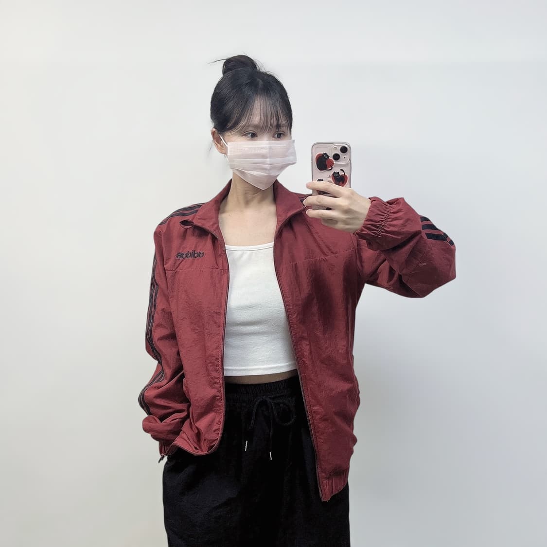아디다스 3s 에센셜 바람막이 자켓 버건디 상품이미지1