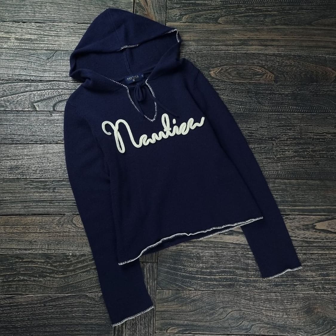 [노티카] 빈티지 패치 후드 니트 M18329 상품이미지1