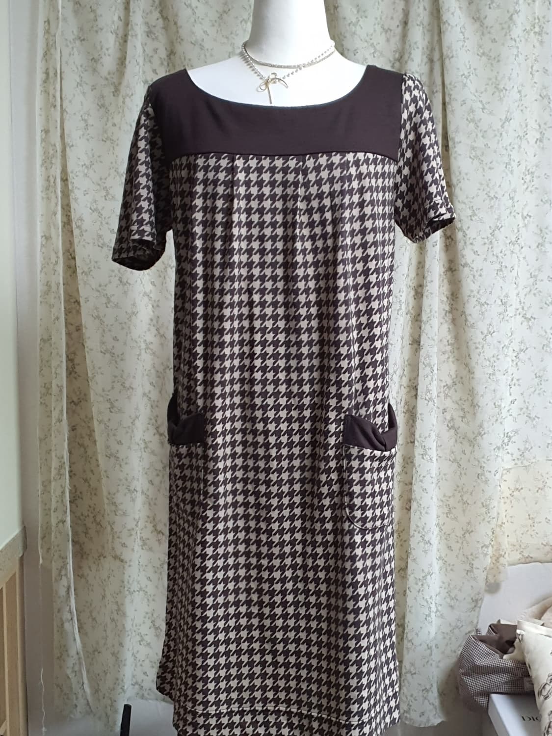 [일본빈티지] 4천원 하운드투스 체크 반팔 원피스 상품이미지1