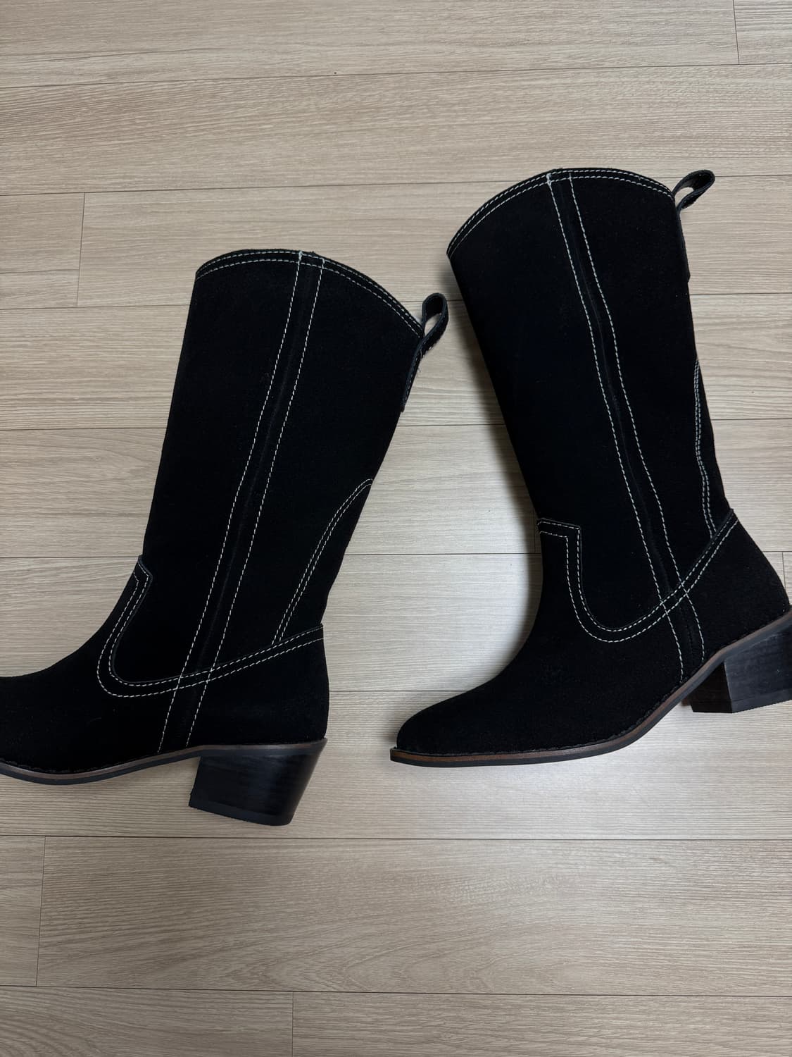 마뗑킴) 스웨이드 스티치 웨스턴 미들 부츠 상품이미지3