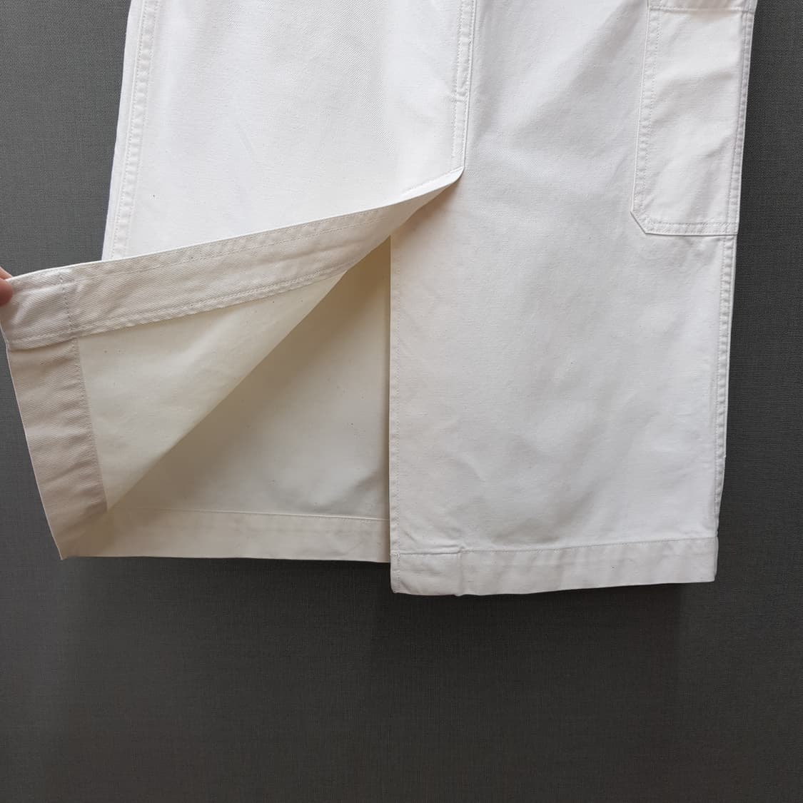DANTON 단톤 코튼 100% 화이트 포켓 H라인 롱스커트 36사이즈 상품이미지4