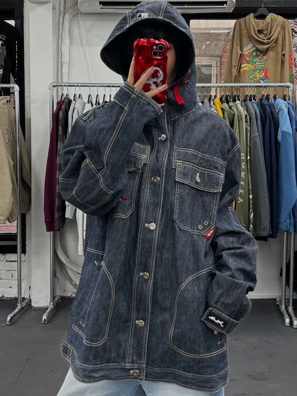 00s MLB 올드스쿨 데님 후드자켓 상품이미지2