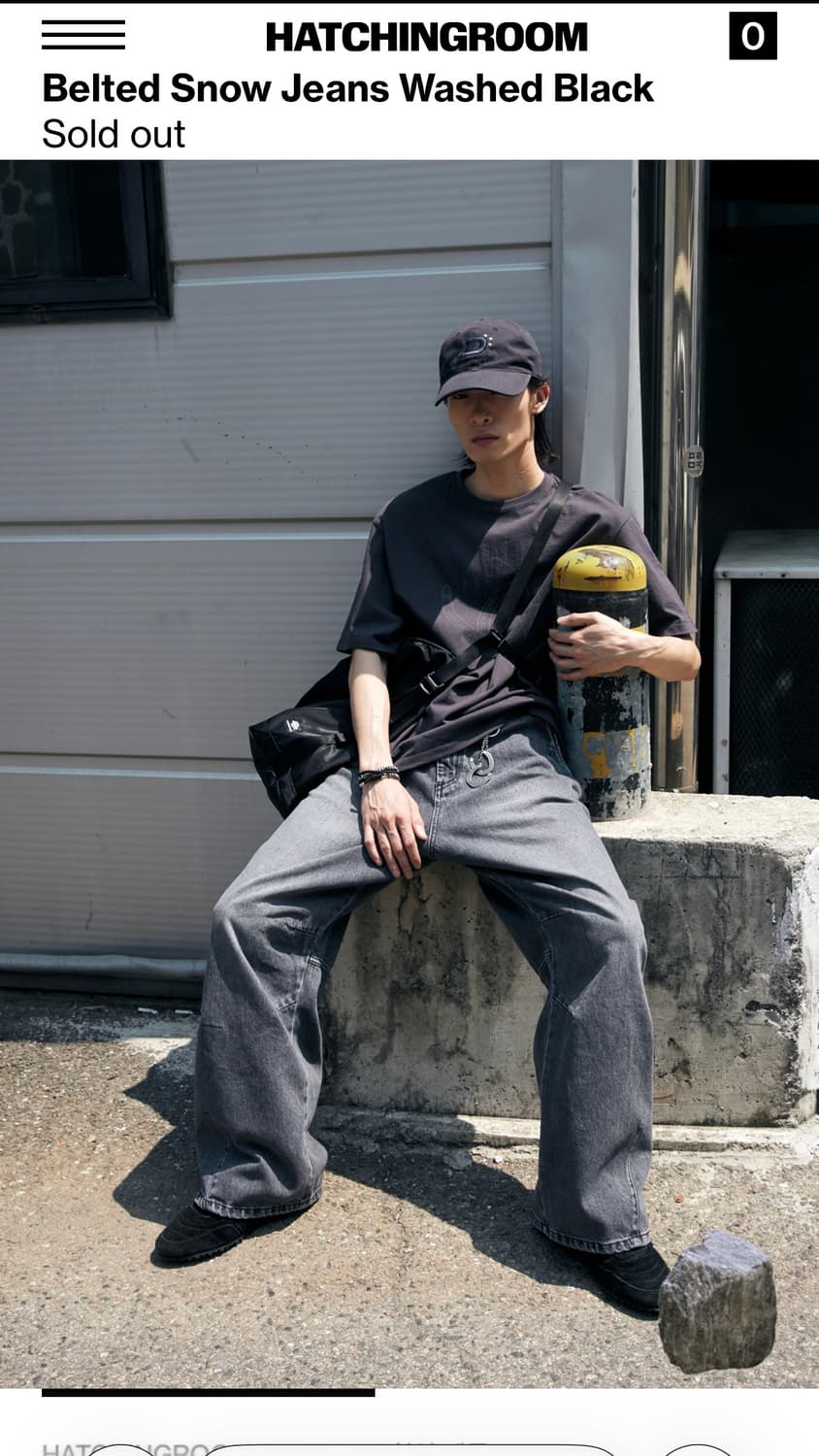 해칭룸 X 디키즈 Belted Snow Jeans Washed Black 상품이미지5