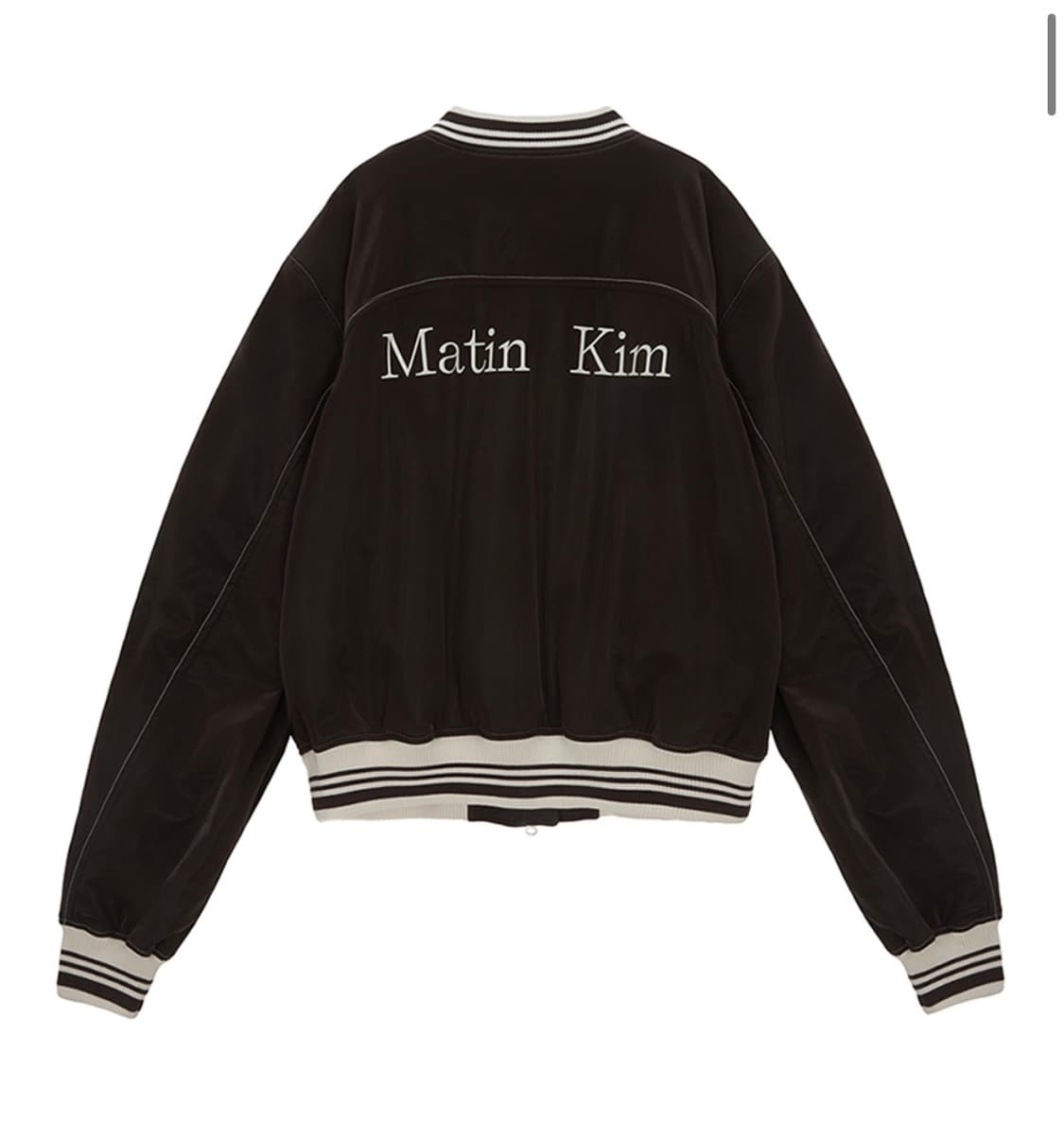 [L] 마뗑킴 코팅 스타디움 점퍼 브라운 상품이미지1