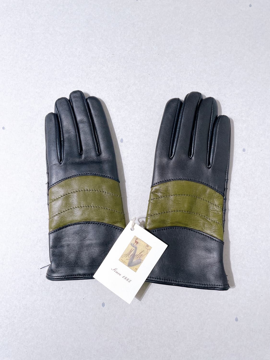 (정품/새상품) 메롤라 남성 블랙 그린 양가죽 캐시미어 장갑 상품이미지1