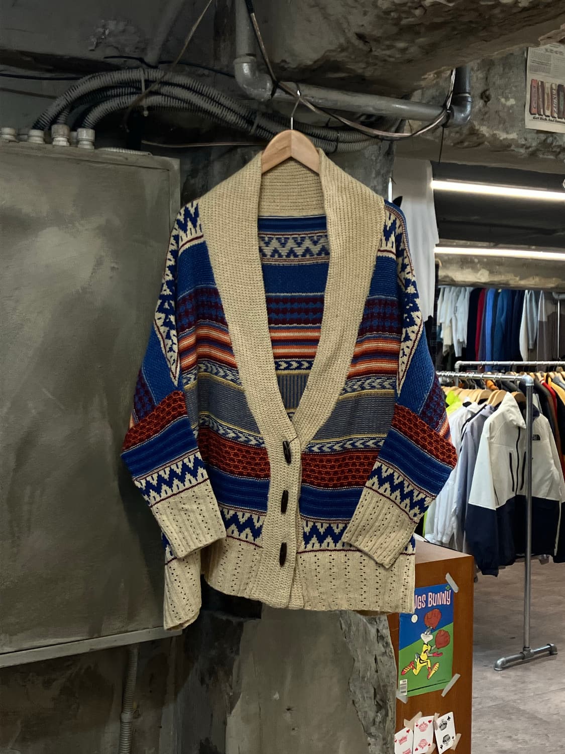 빈티지 판초 스타일 오버핏 루즈 니트 가디건  #csz2826 상품이미지1