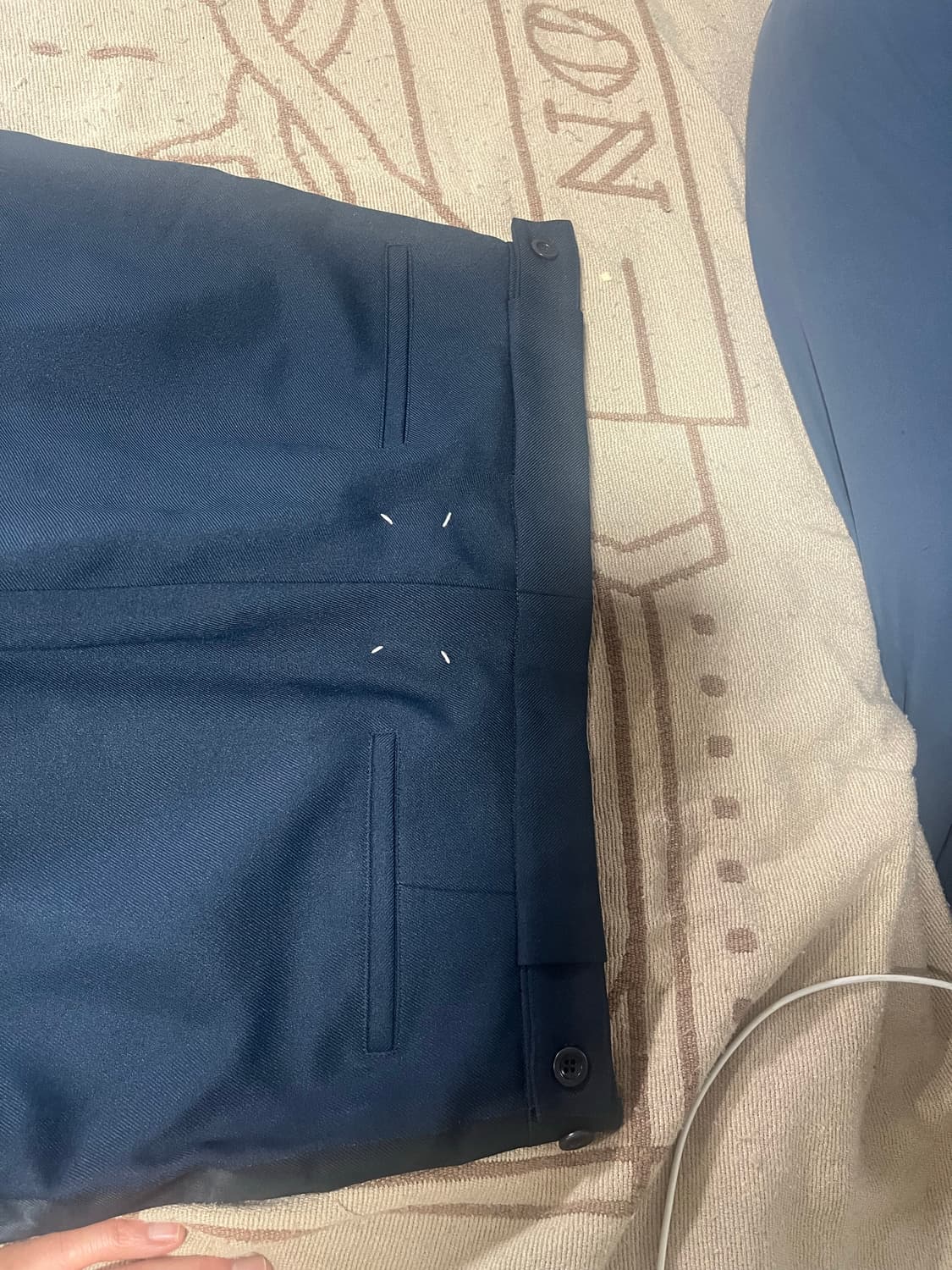 메종 마르지엘라 남성 네이비 투턱 트렉라인 와이드 슬랙스 50 상품이미지5