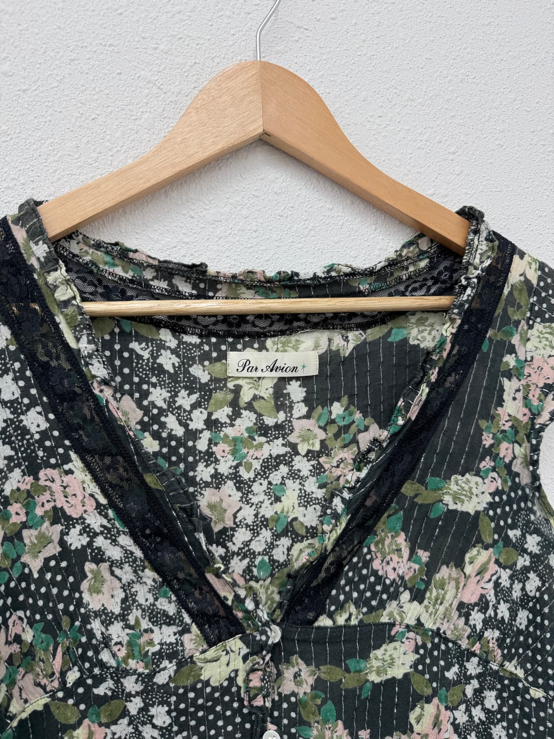 빈티지 Par Avion 프릴 레이스 레이어드 블라우스 상품이미지4