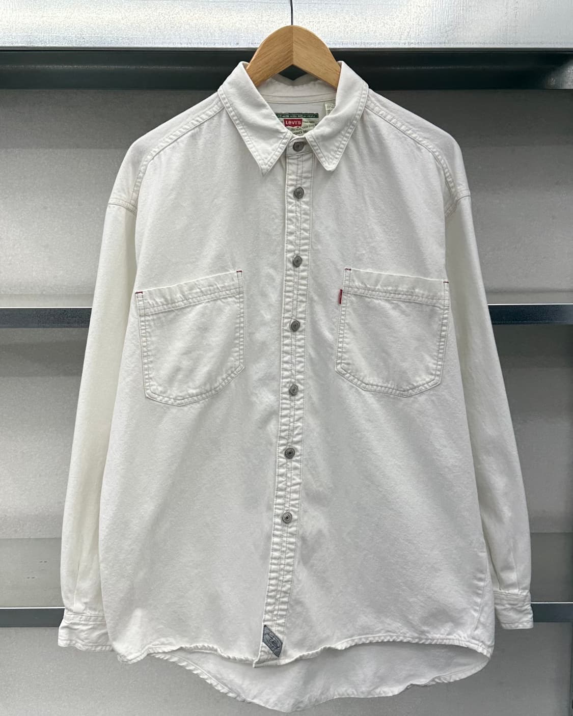 (L~XL)90'S 리바이스 화이트 데님셔츠-M2378 상품이미지1