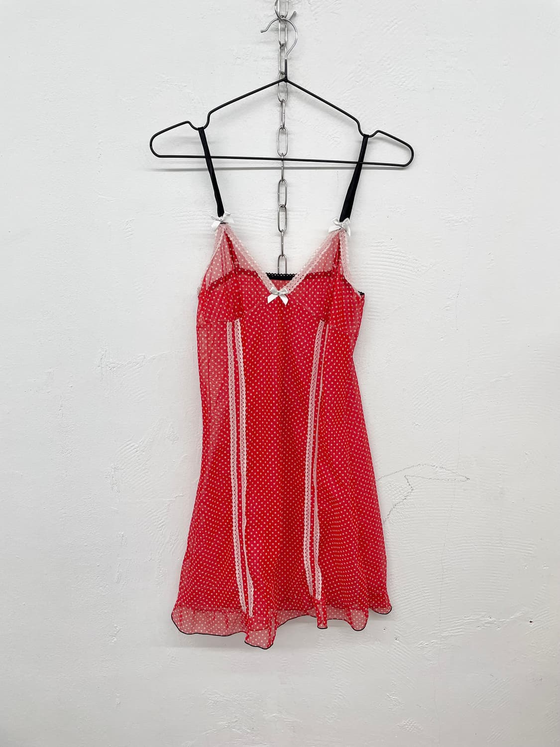 갸루 레드 도트 키치 슬립 상품이미지4