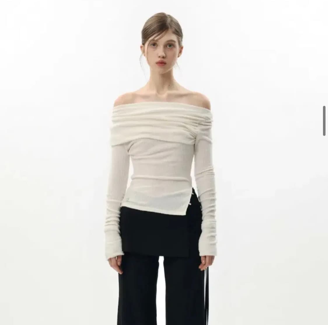 페인오어플레져 제니,사나 착용 오프숄더 탑 화이트 아이보리 M 상품이미지2
