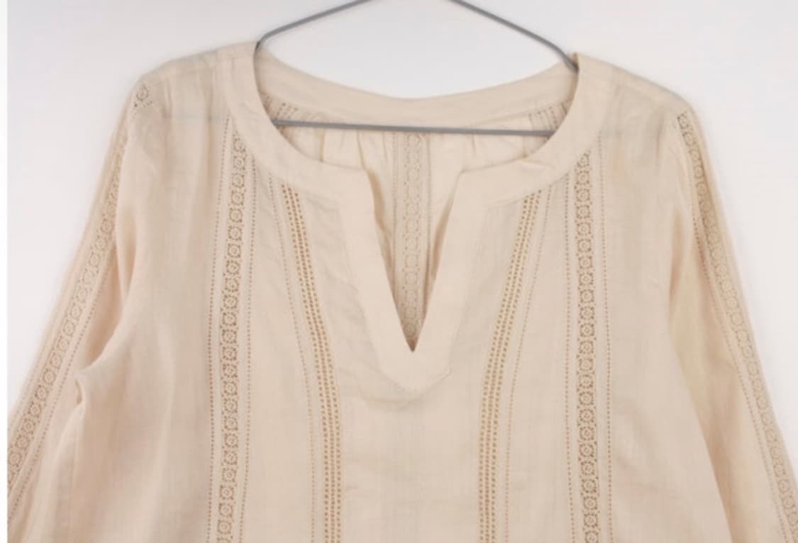 Boho Lace Trim V-Neck Blouse 상품이미지3