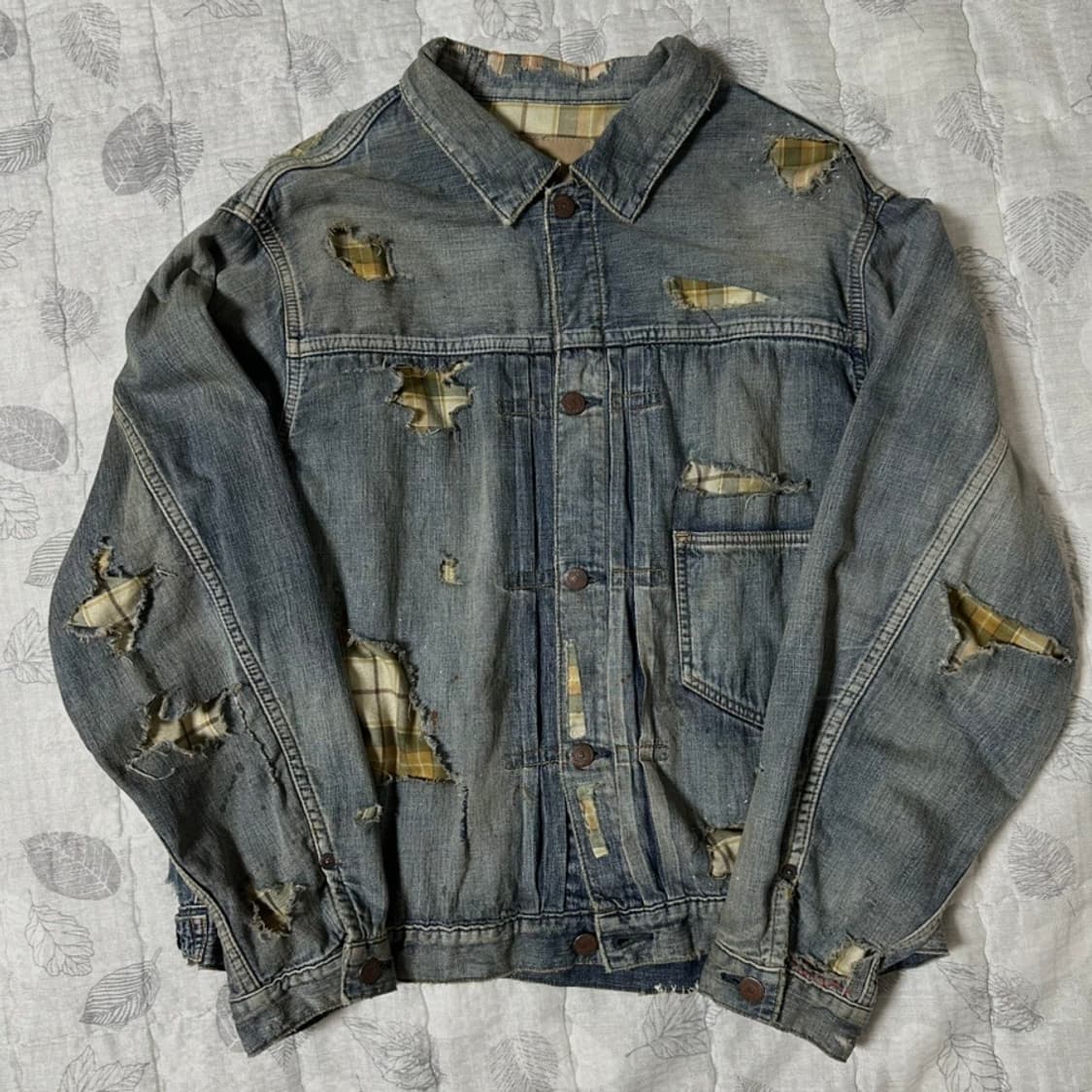 아나크로놈 체크 콤비 데님 자켓 3사이즈 상품이미지4
