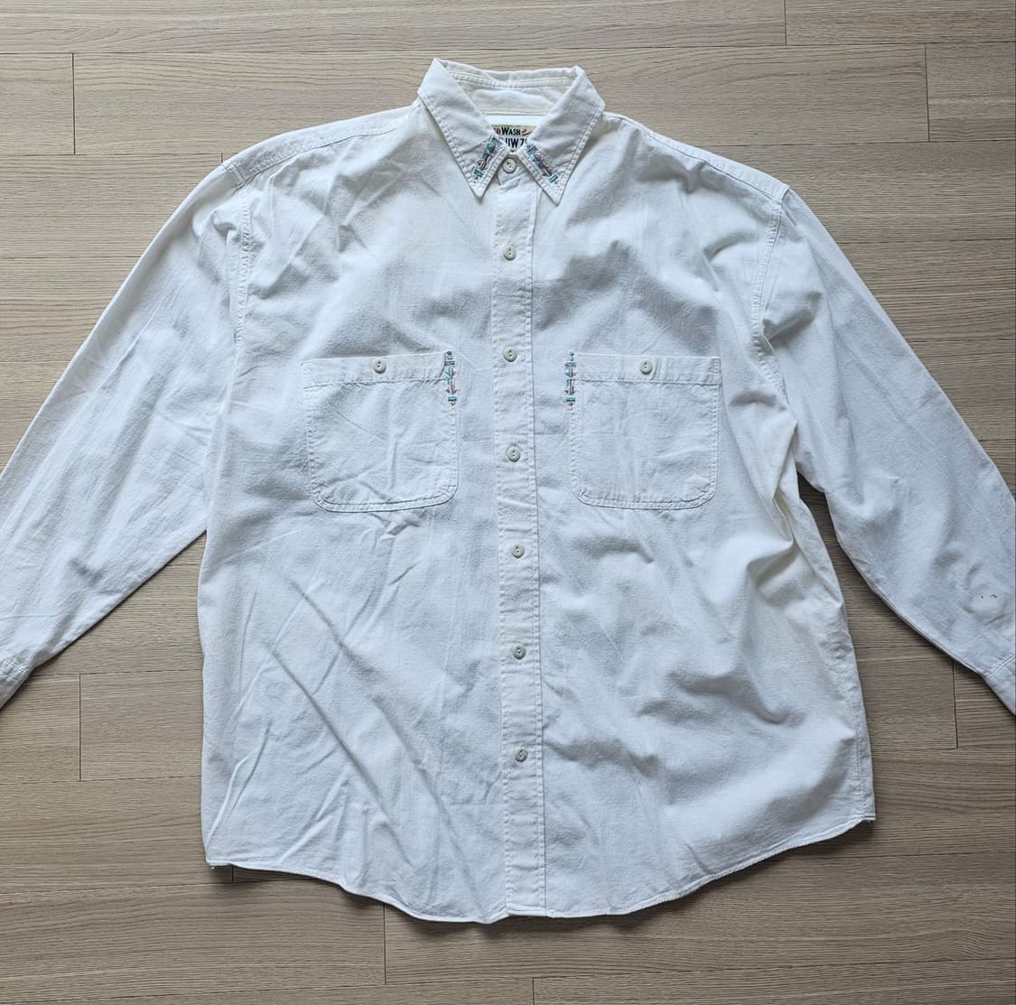 105 L XL GARRISN USEDWASH 자수 긴팔 셔츠 남자 상품이미지1