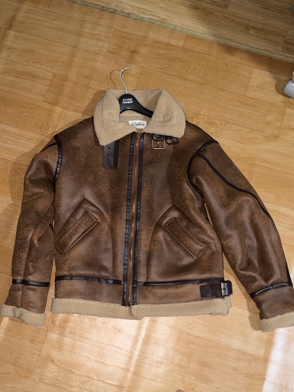 레더 쉐르파 무스탕 자켓 더그린랩 상품이미지5