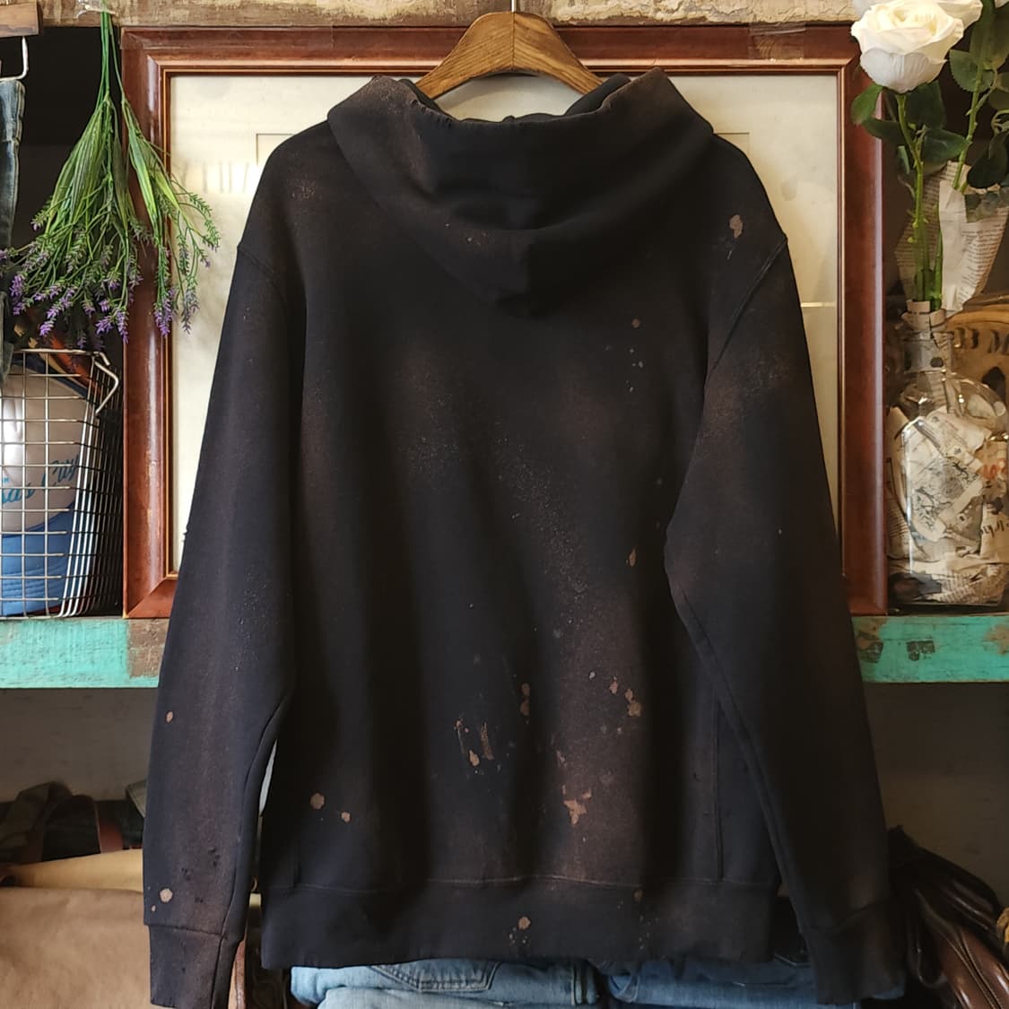 90s 러셀 후드 빈티지 스웻셔츠 썬페이딩 그레이 m 상품이미지1