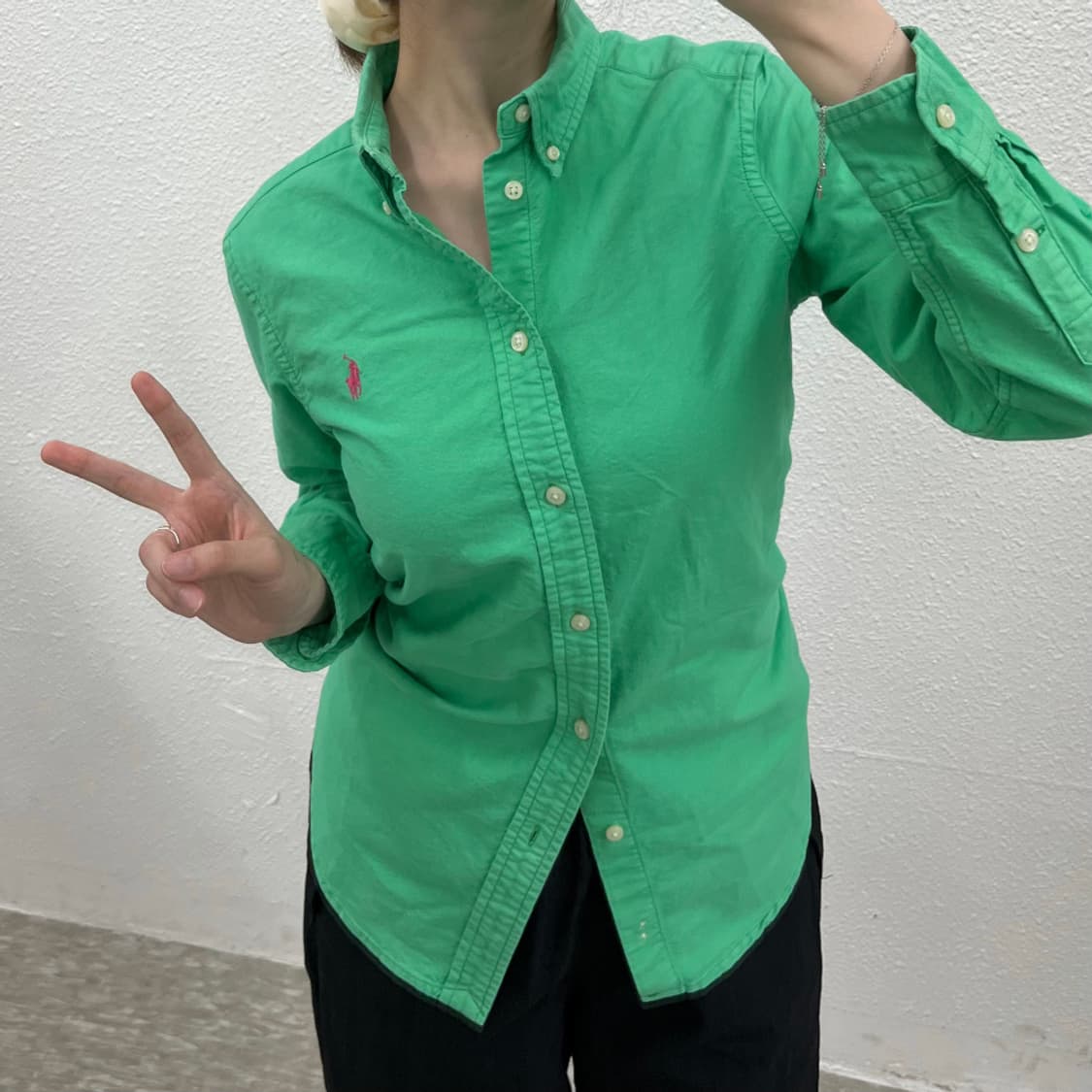 폴로 랄프로렌 핑크포니 그린 셔츠 L 상품이미지7