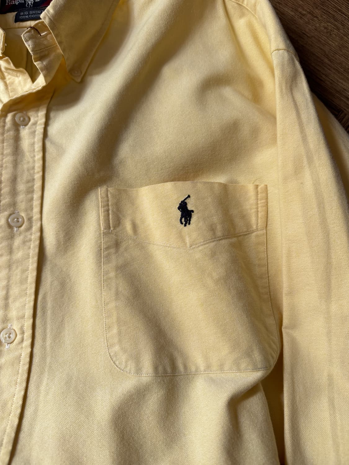 [XL]90s 폴로 랄프로렌 BIG SHIRT 라이트옐로우 옥스포드 셔츠 상품이미지3