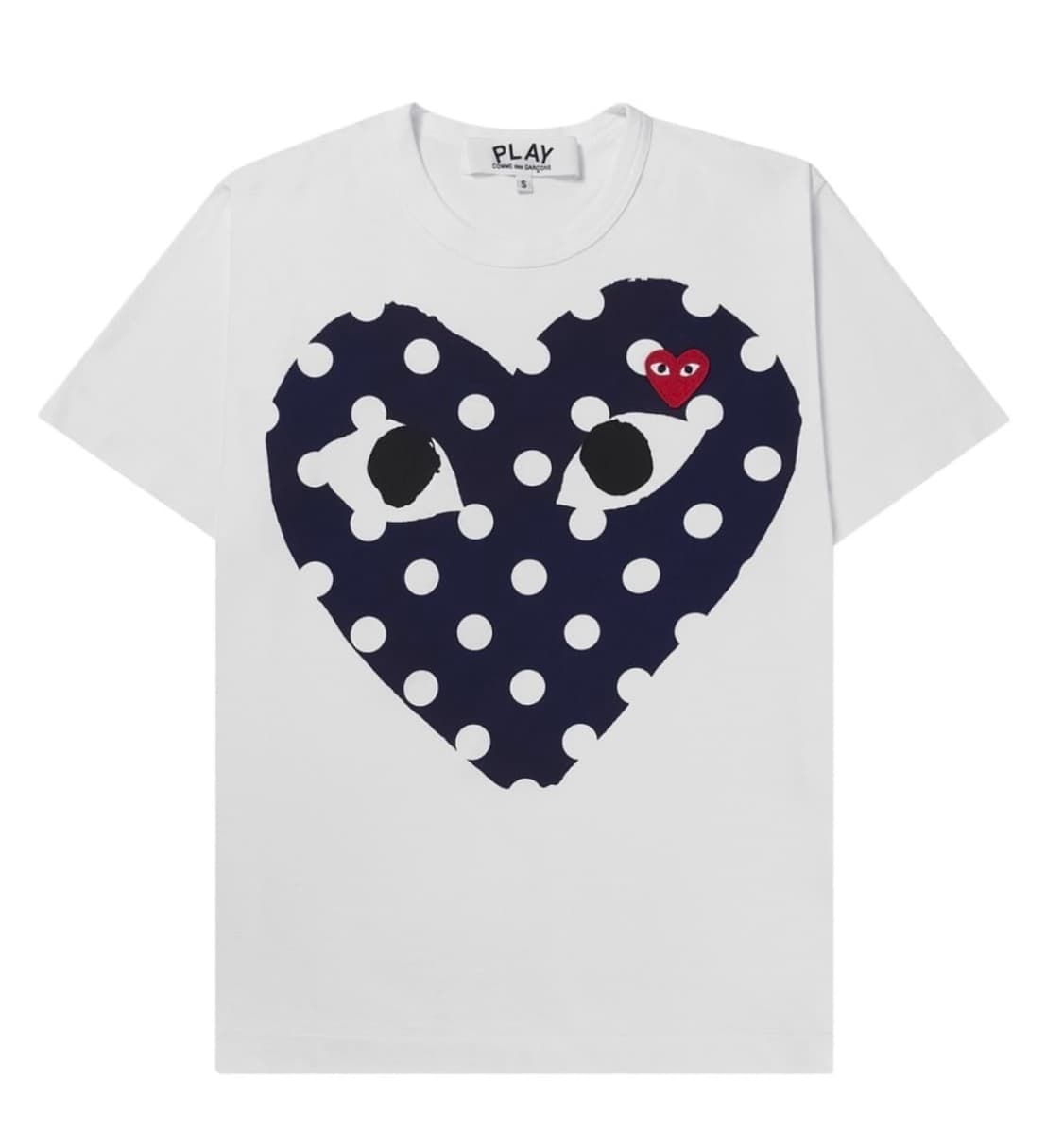 꼼데가르송 레드 하트 프린트 블루하트 티셔츠 상품이미지1