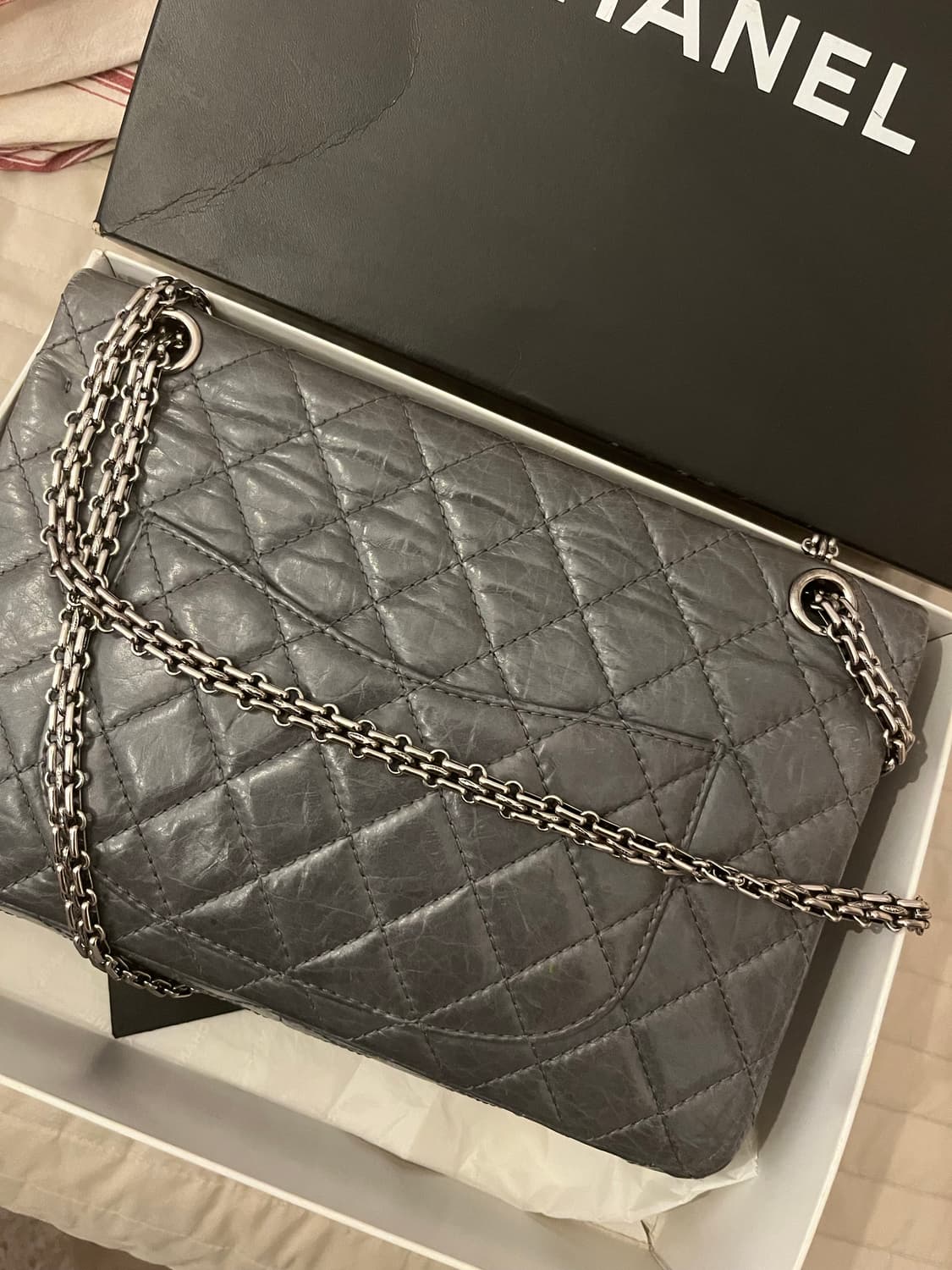샤넬 2.55 빈티지 라지 그레이 풀셋 급매 상품이미지5