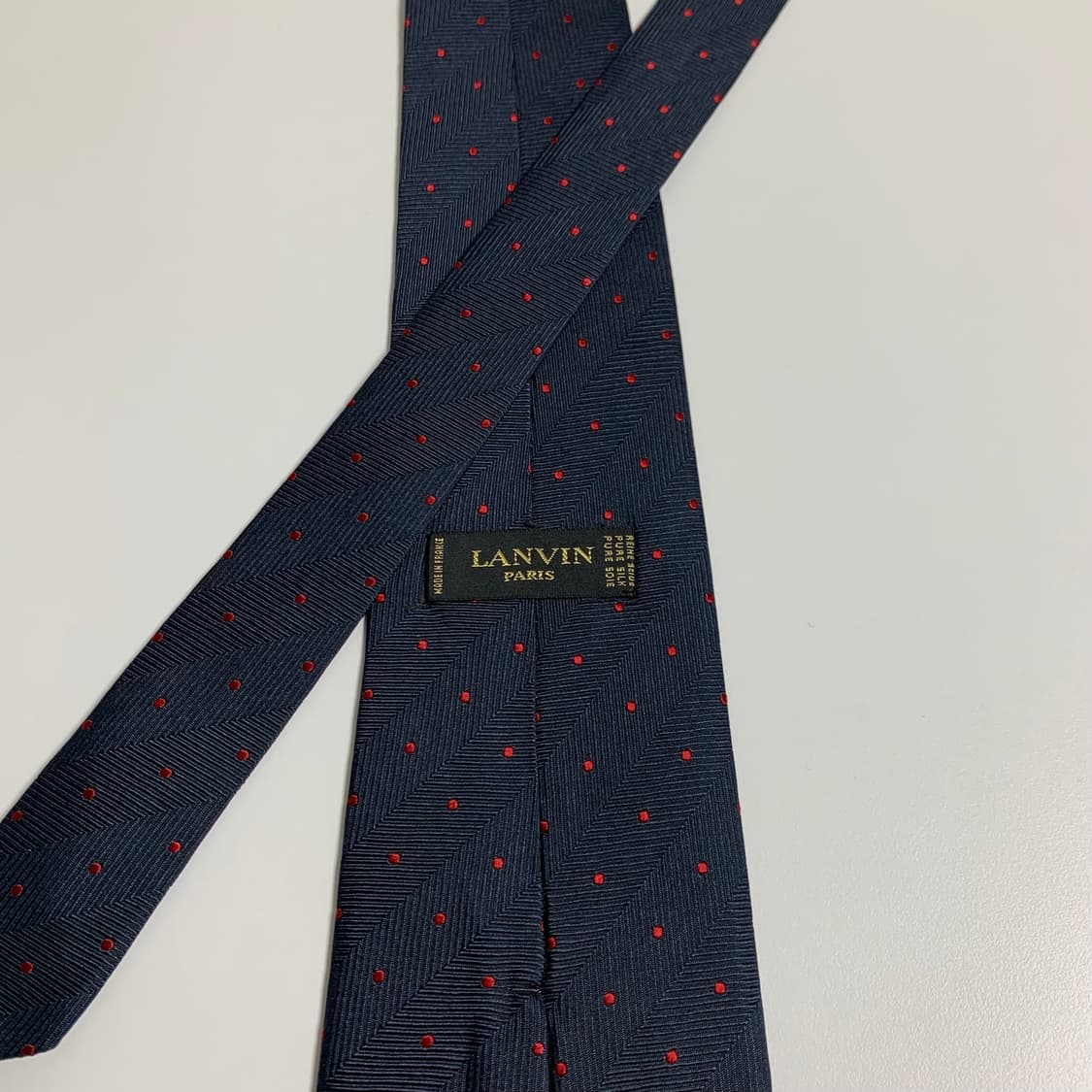랑방(LANVIN) 네이비컬러 도트 명품넥타이 100실크 최상급 상품이미지5