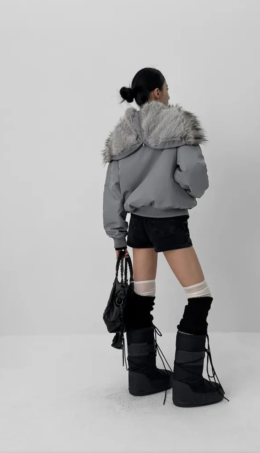 블랙업 누닐 퍼트리밍 후드 점퍼 상품이미지3