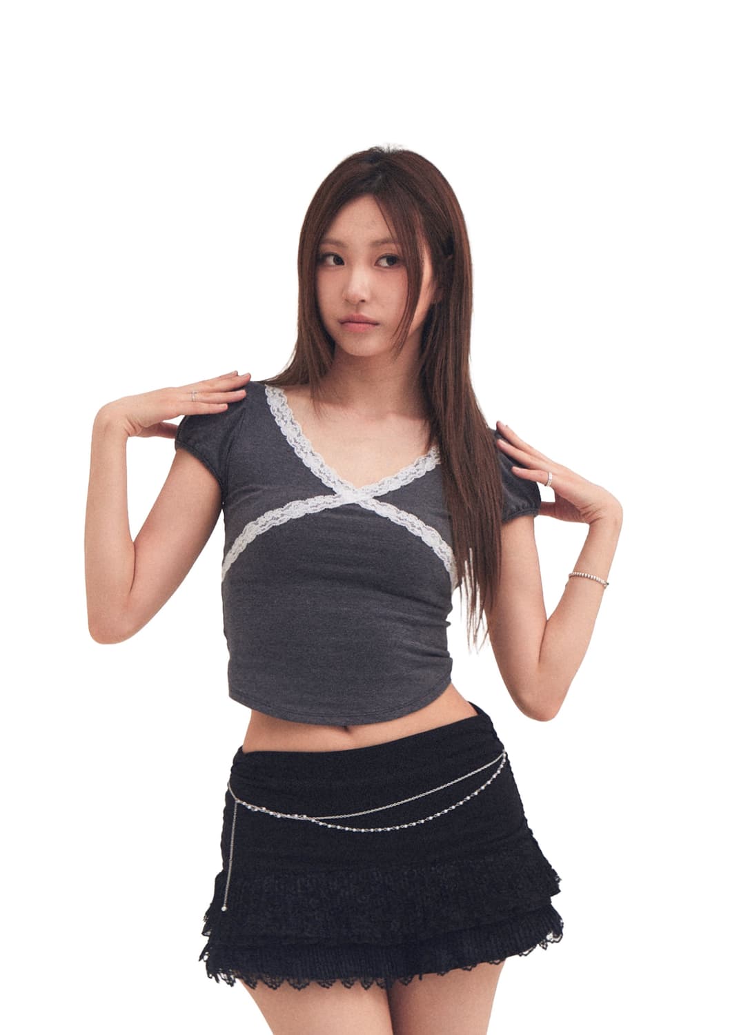 포어링 백 리본 퍼프 티 차콜 m 상품이미지1