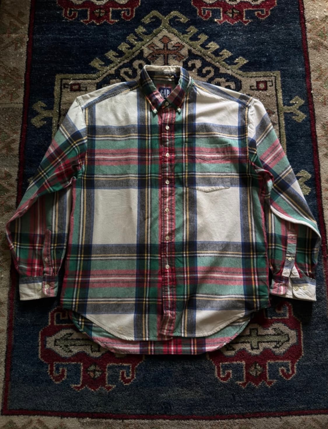 90s Old Gap mix check button down shirt 상품이미지1