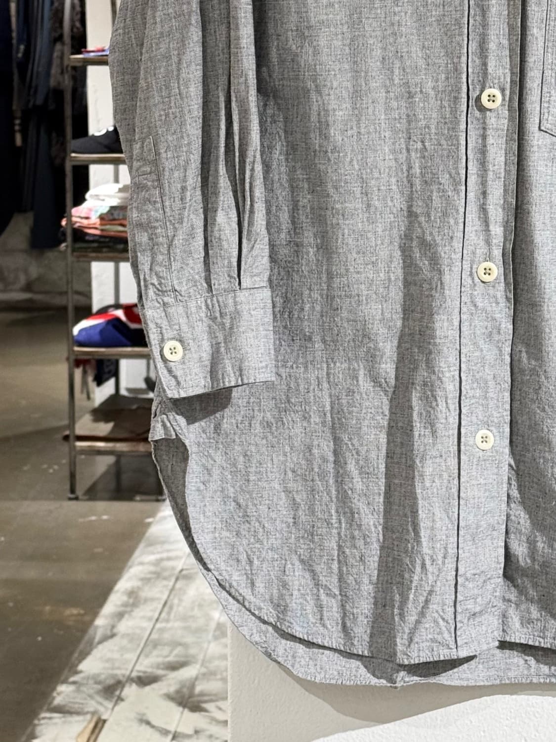 mhl 마가렛 호웰 그레이 코튼 리넨 포켓 롱 셔츠 상품이미지4