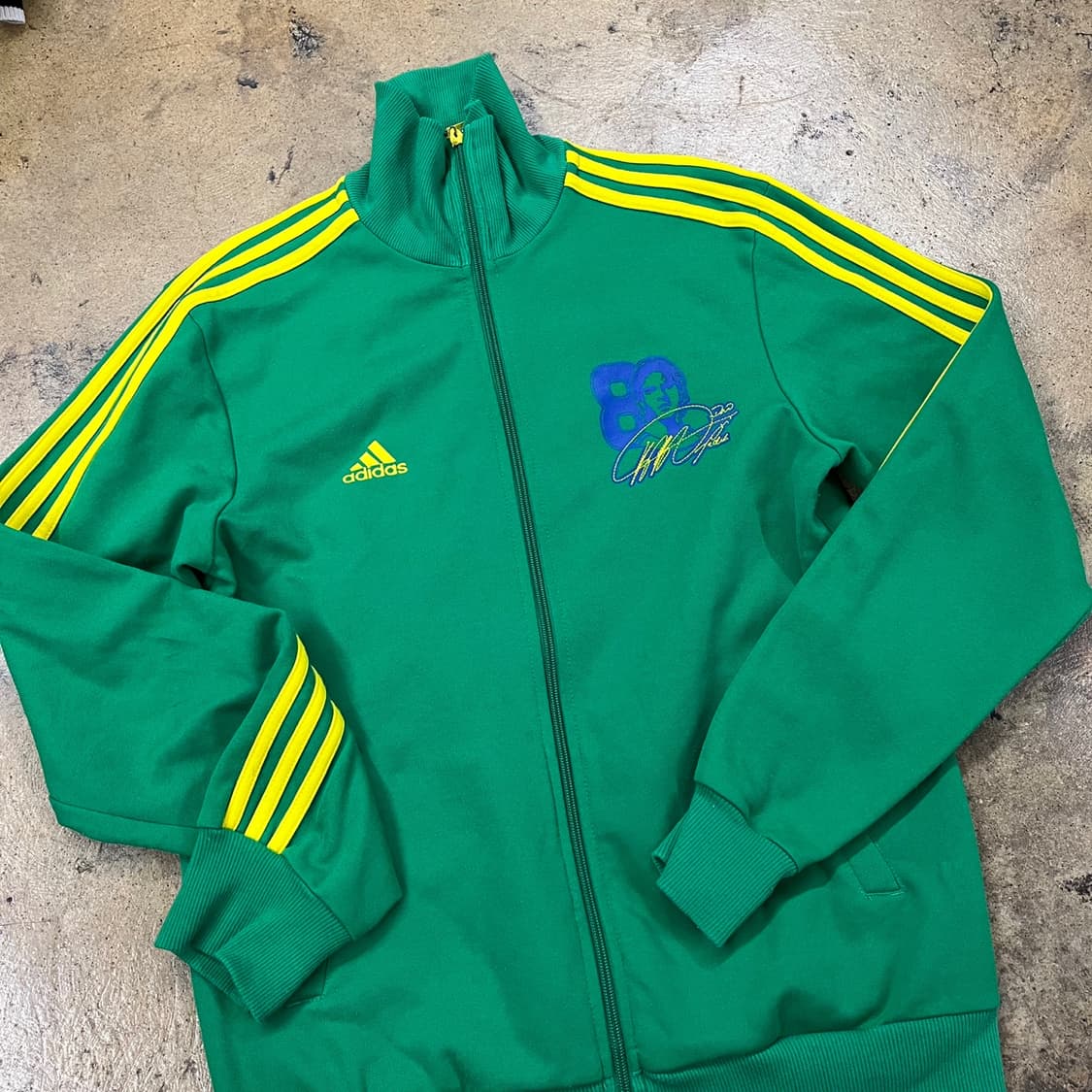 [정품/100] 아디다스 그린 옐로우 삼선 트랙탑 져지 b14  상품이미지1