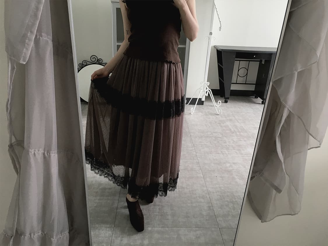 vintage mauve lace maxi skirt 상품이미지4