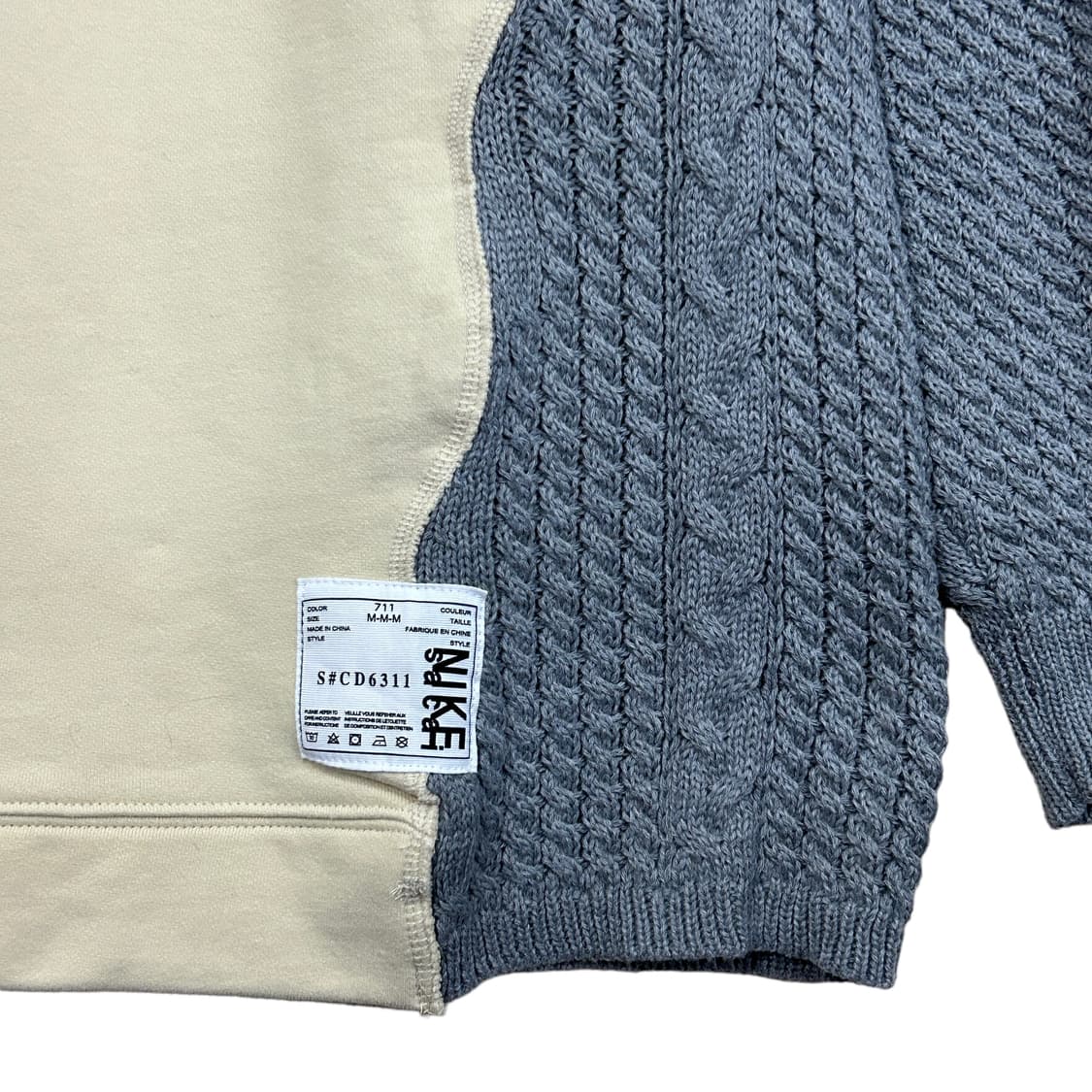나이키 아이보리 그레이 니트 오버로크 맨투맨 XL 상품이미지8