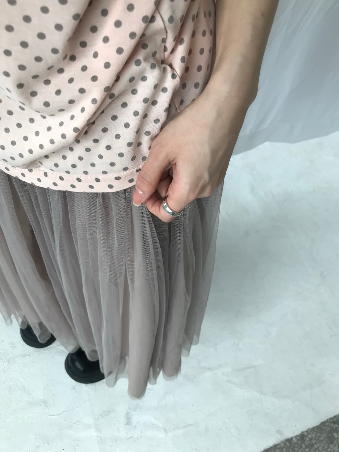 핑크 베이지 샤 스커트 상품이미지2