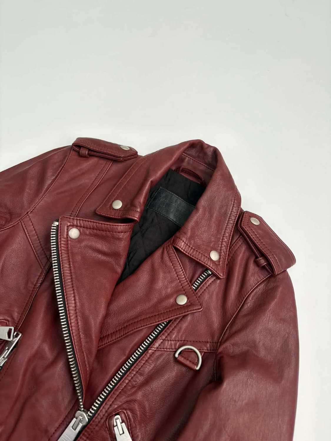 올세인츠 발펀 양가죽 우먼 라이더 자켓 버건디 상품이미지7