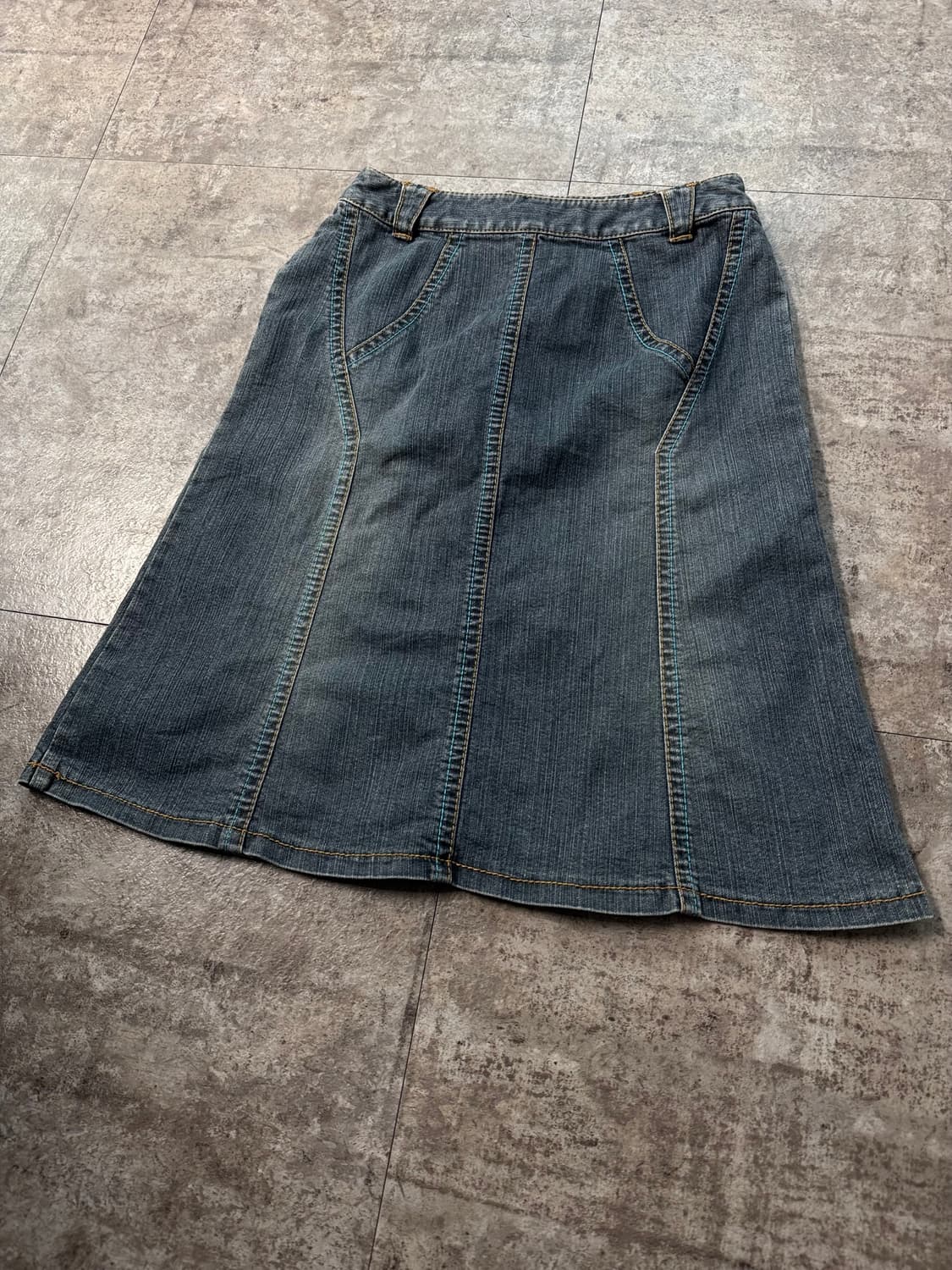 멀티 컬러 울 니트 스티치 데님 스커트 2pcs SET 상품이미지10