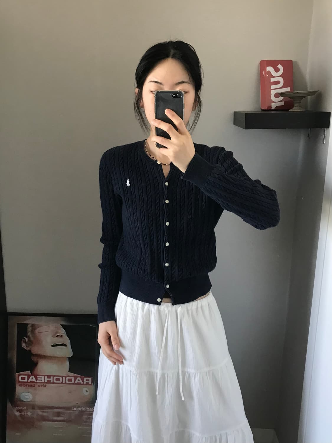 폴로 랄프로렌 QR코드 신형택 포니로고 네이비 케이블 가디건 상품이미지3