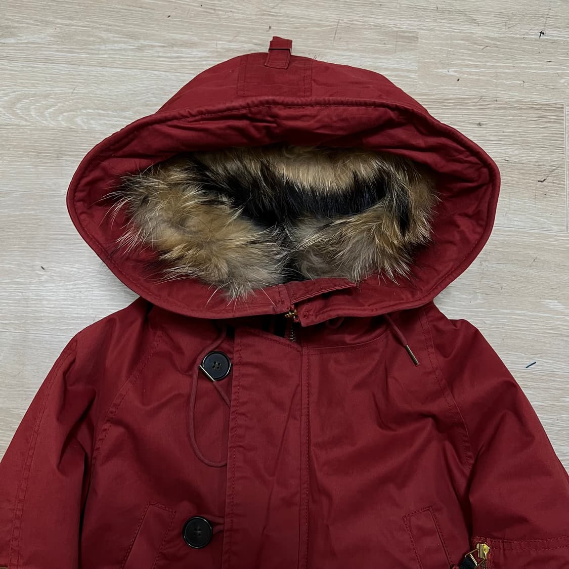 카이아크만 여성 랴빗퍼 안감 라쿤퍼 후드 야상점퍼 [버건디] S/90 상품이미지2
