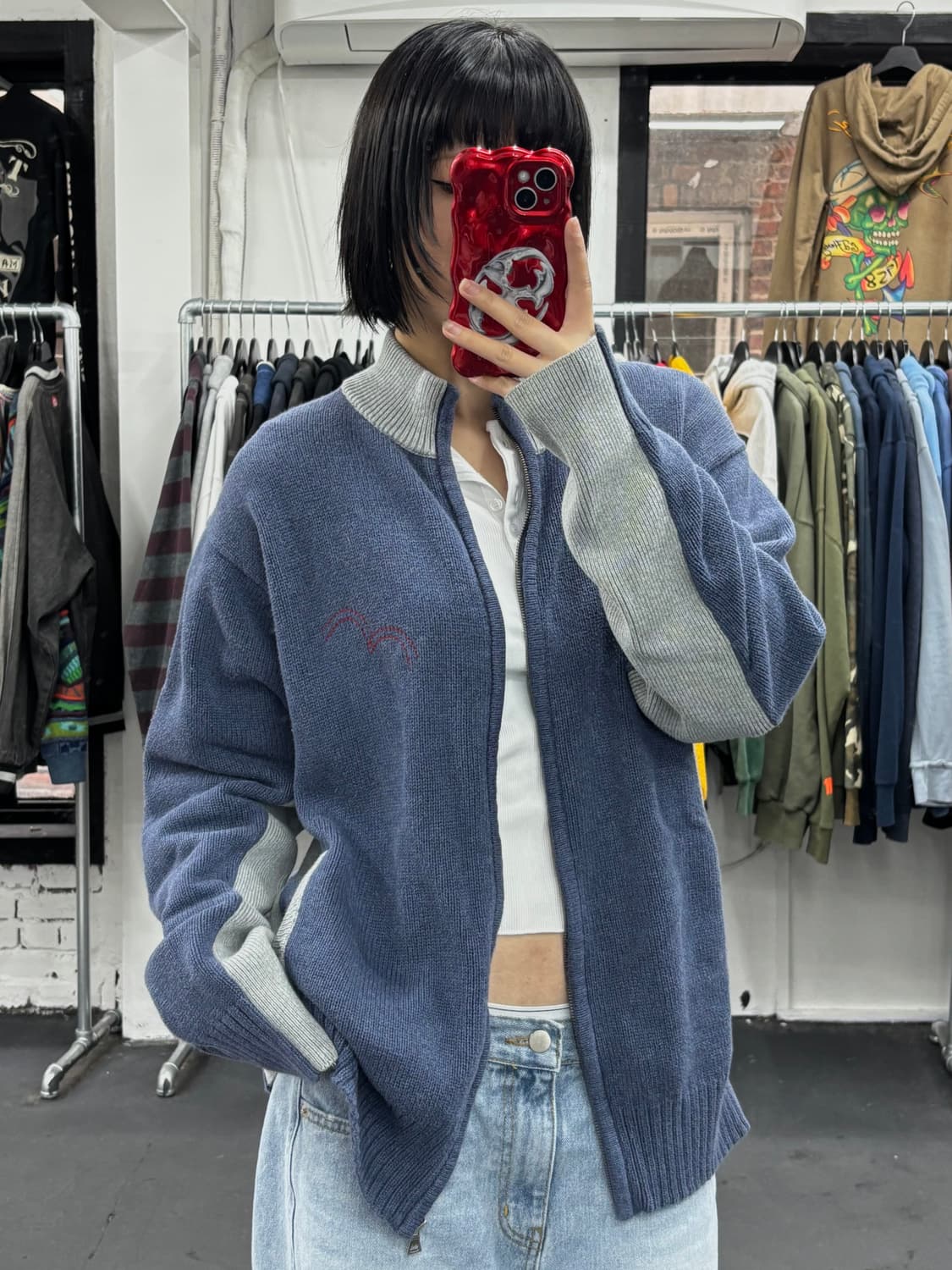 리바이스 빅로고 니트 집업 상품이미지1