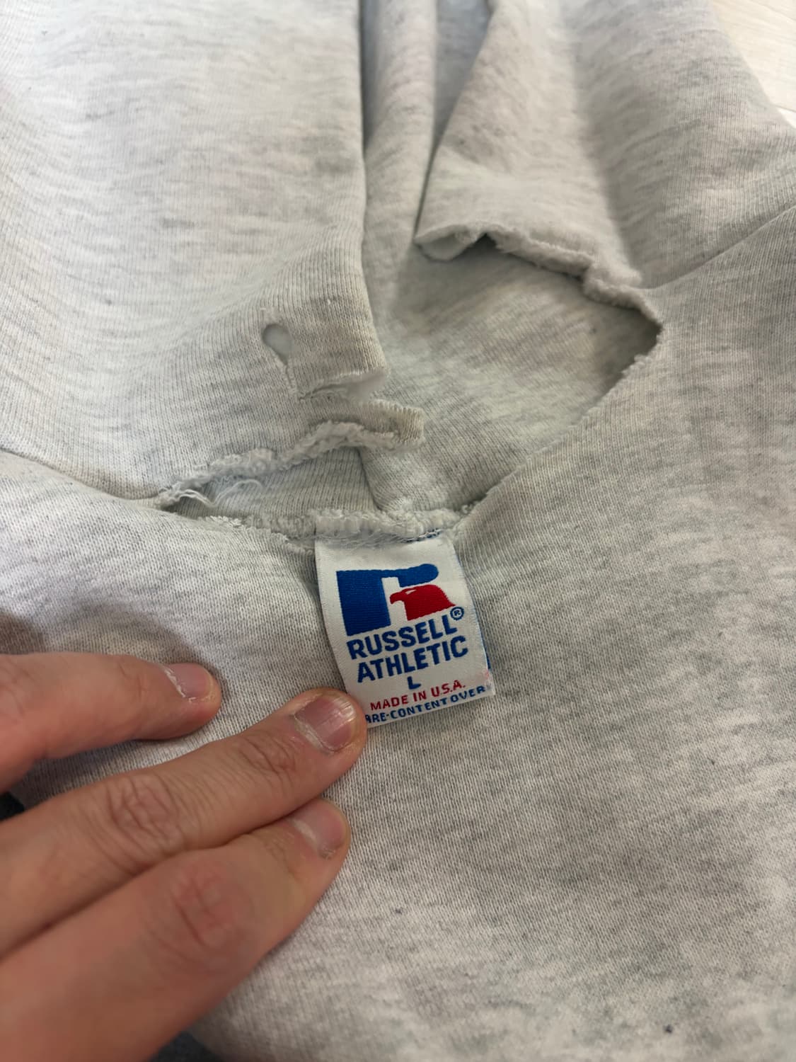 [L] 90s 빈티지 러셀 후드 후디 그레이 russell USA 상품이미지3