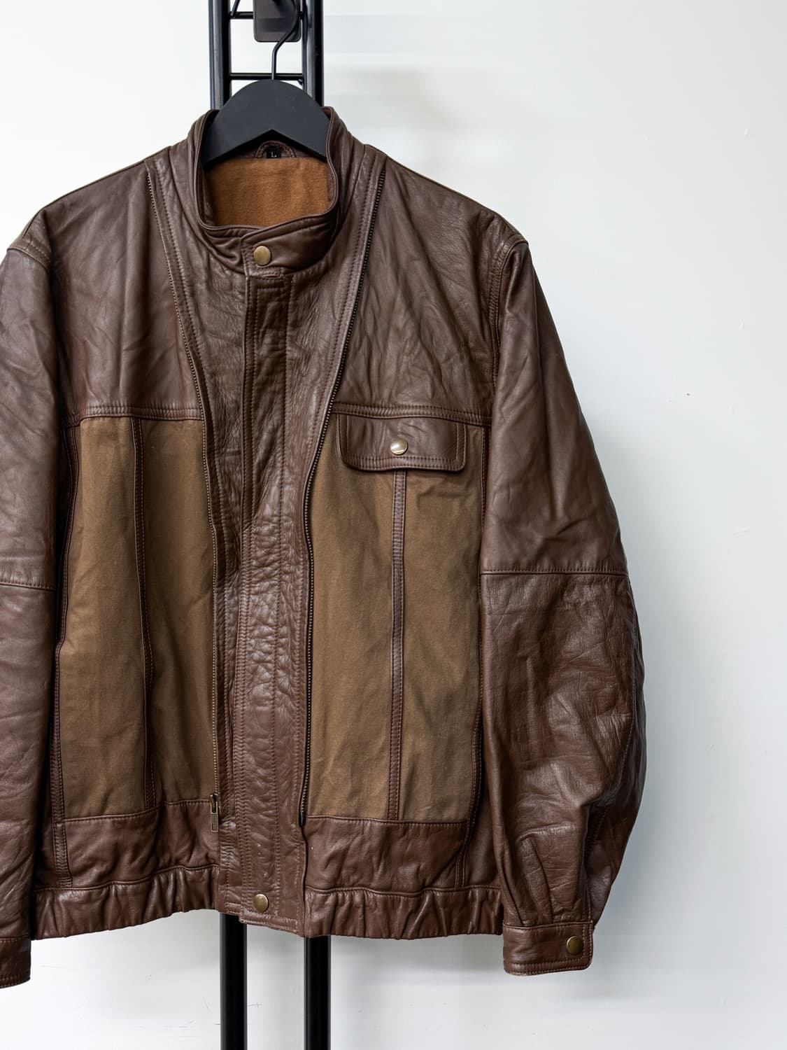 빈티지 90s 카우 레더 패널 자켓 상품이미지2
