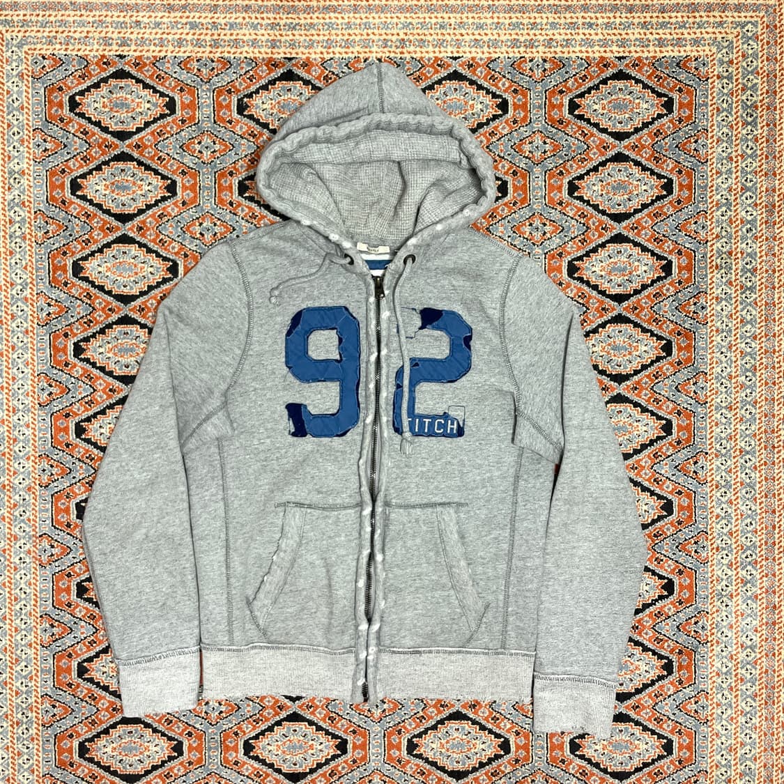 아베크롬비 92로고 그레이 기모 후드집업 남성L 상품이미지1