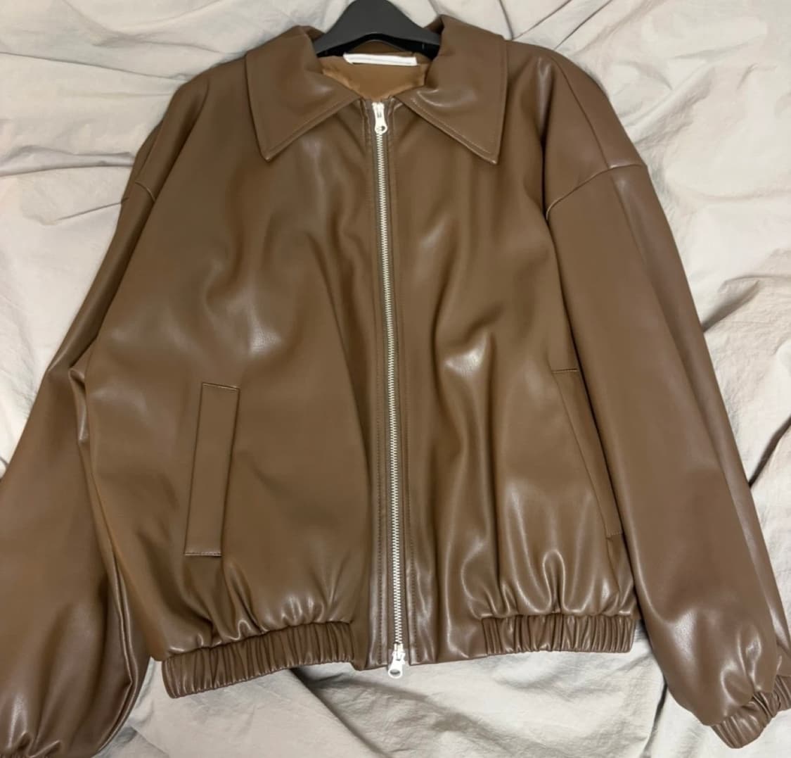 플레이스 스튜디오 비건 레더 오버핏 블루종 상품이미지1