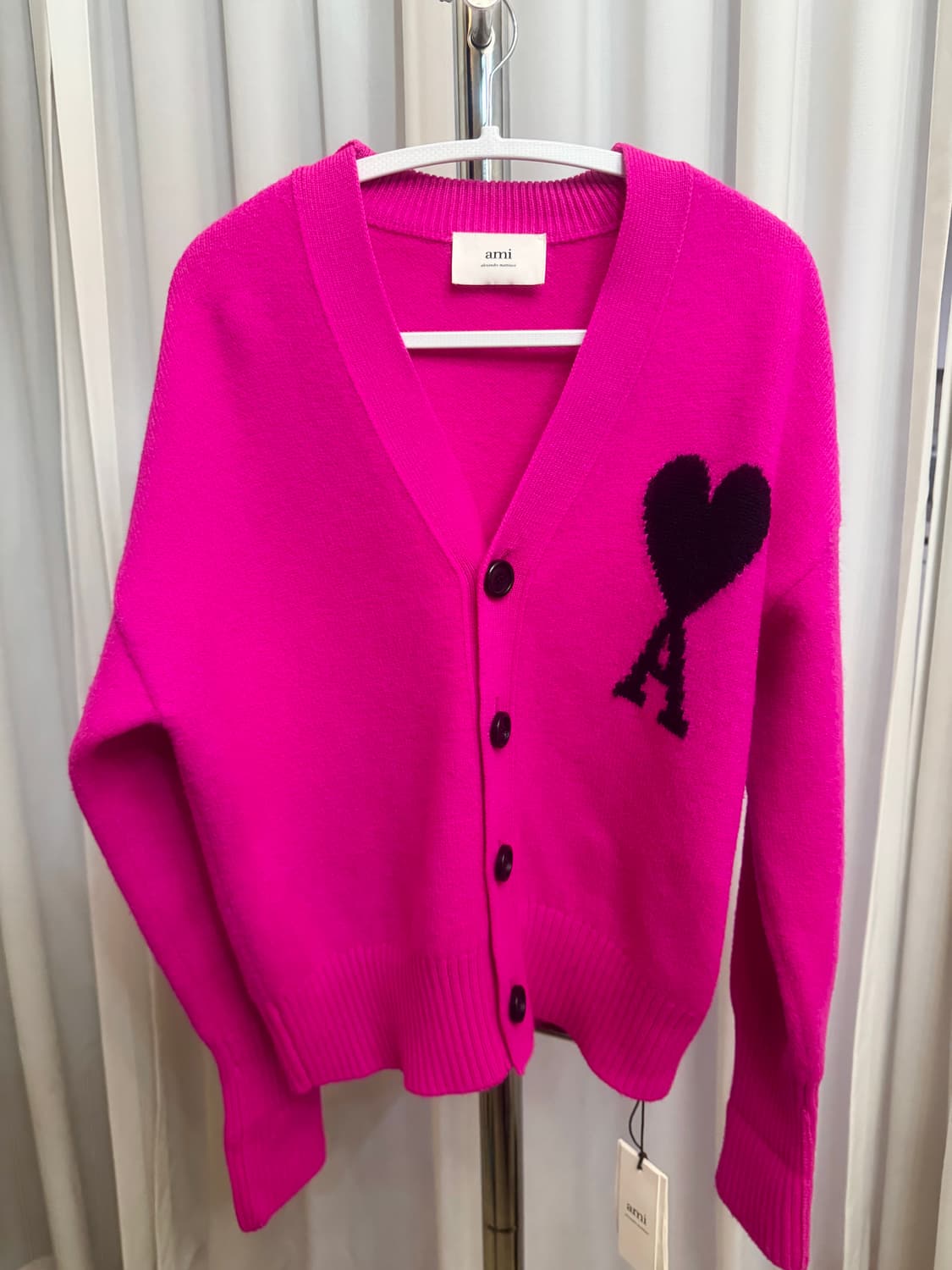 AMI 아미 드 코르 오버사이즈 인타르시아 빅 로고 가디건 상품이미지2