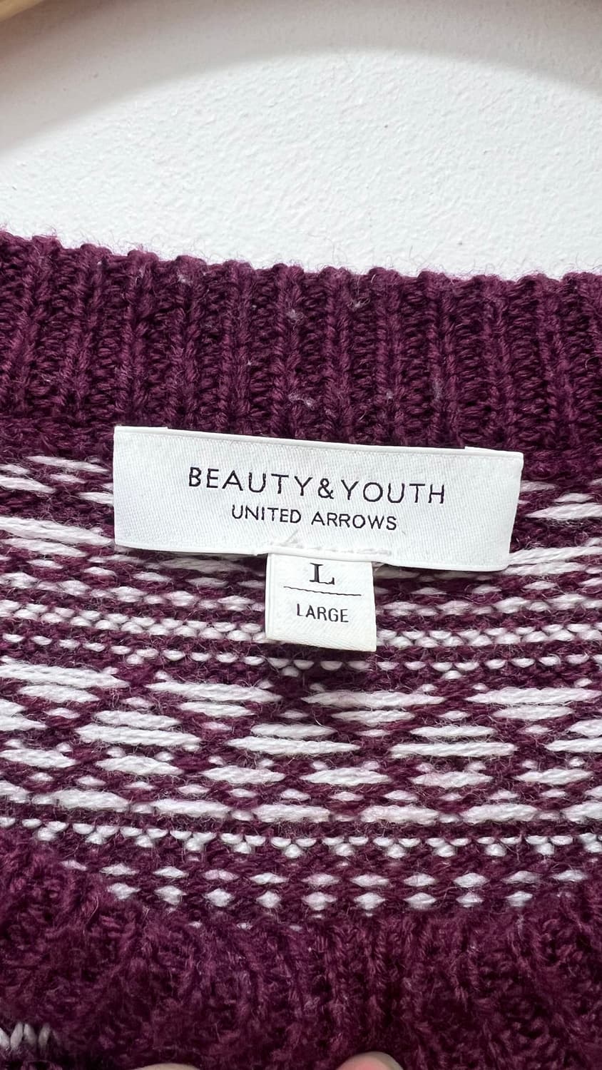 Beauty&Youth 뷰티앤유스 버건디 패턴 니트  상품이미지2